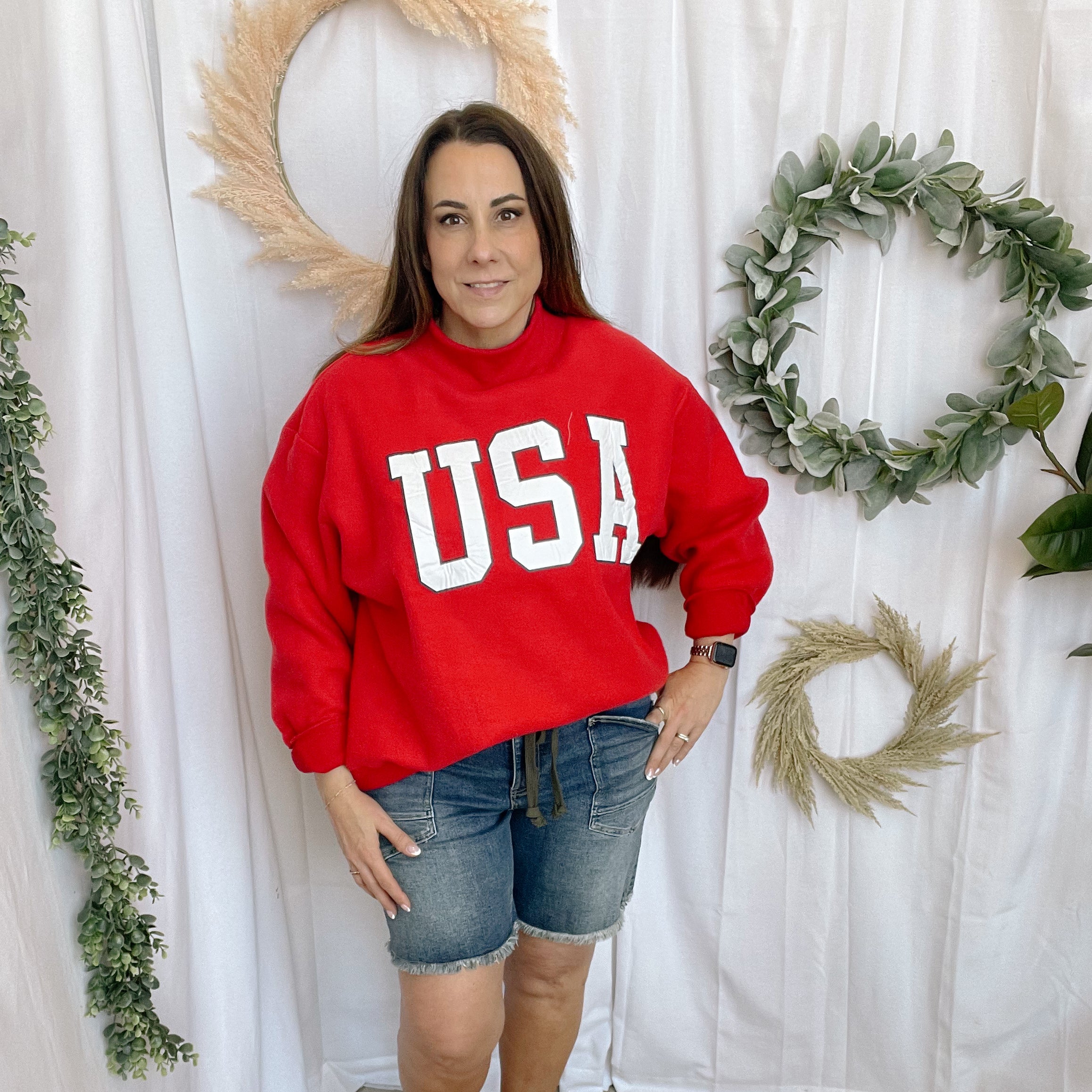 Bucketlist Flag/USA Reversible Sweatshirt-Red-Sweatshirts-bucketlist-The Silo Boutique, Women's Fashion Boutique Located in Warren and Grand Forks North Dakota