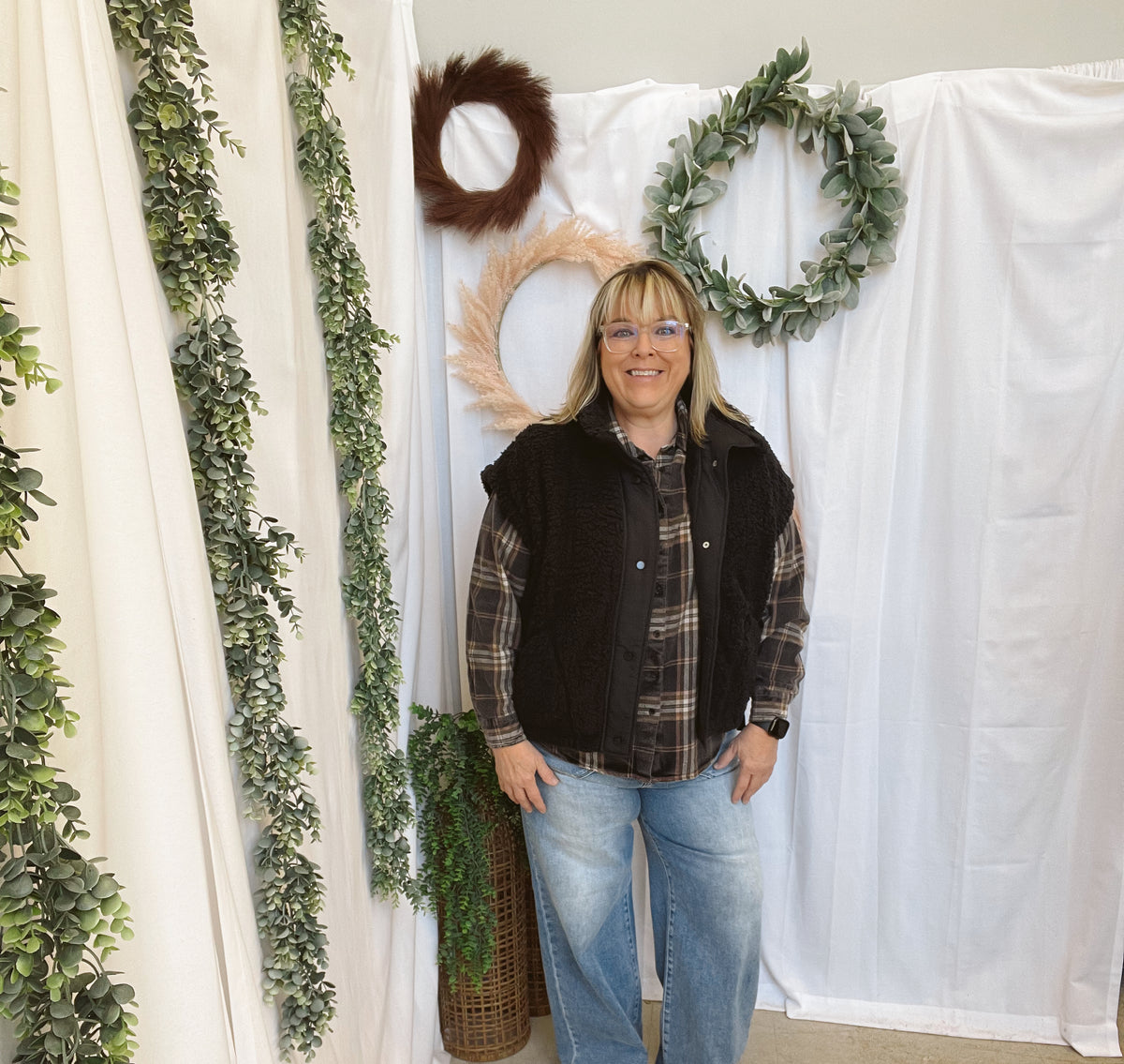 Laney Plaid Flannel-Black-Long Sleeve Tops-blu pepper-The Silo Boutique, Women's Fashion Boutique Located in Warren and Grand Forks North Dakota