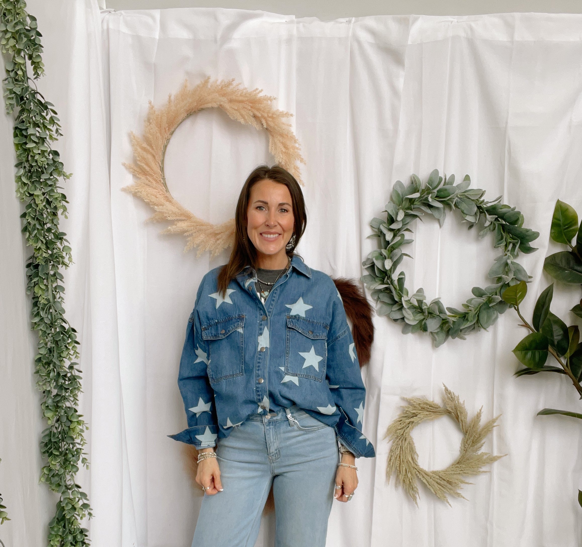 Risen Seeing Stars Denim Shirt-Long Sleeve Tops-risen-The Silo Boutique, Women's Fashion Boutique Located in Warren and Grand Forks North Dakota