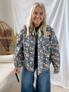 Washed Floral Print Jacket-Coats & Jackets-bibi-The Silo Boutique, Women's Fashion Boutique Located in Warren and Grand Forks North Dakota