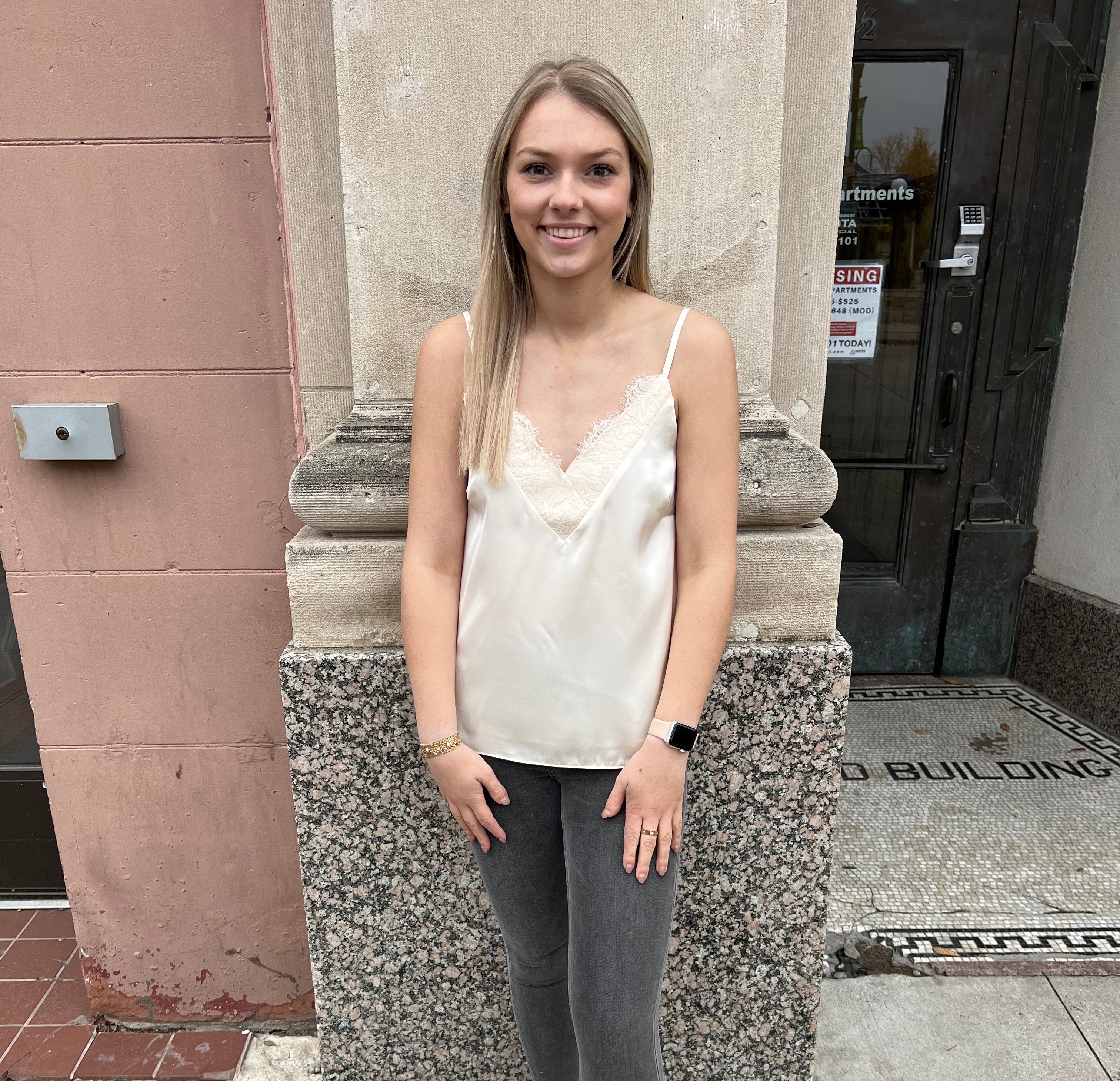 Cream No Blues Lace Cami-Camis-skies are blue-The Silo Boutique, Women's Fashion Boutique Located in Warren and Grand Forks North Dakota