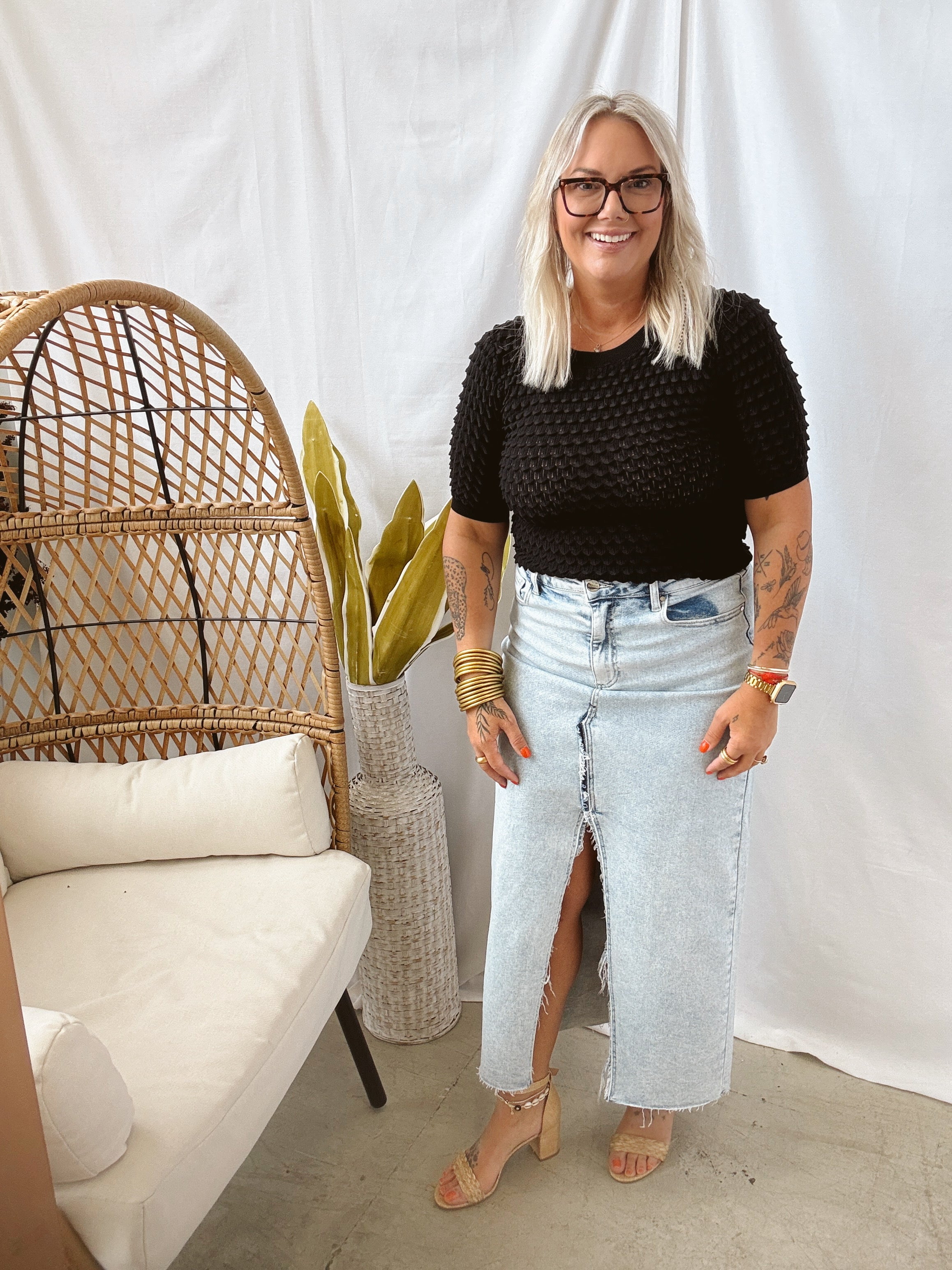Bubble Textured Knit Top-Black-Short Sleeve Tops-listicle-The Silo Boutique, Women's Fashion Boutique Located in Warren and Grand Forks North Dakota
