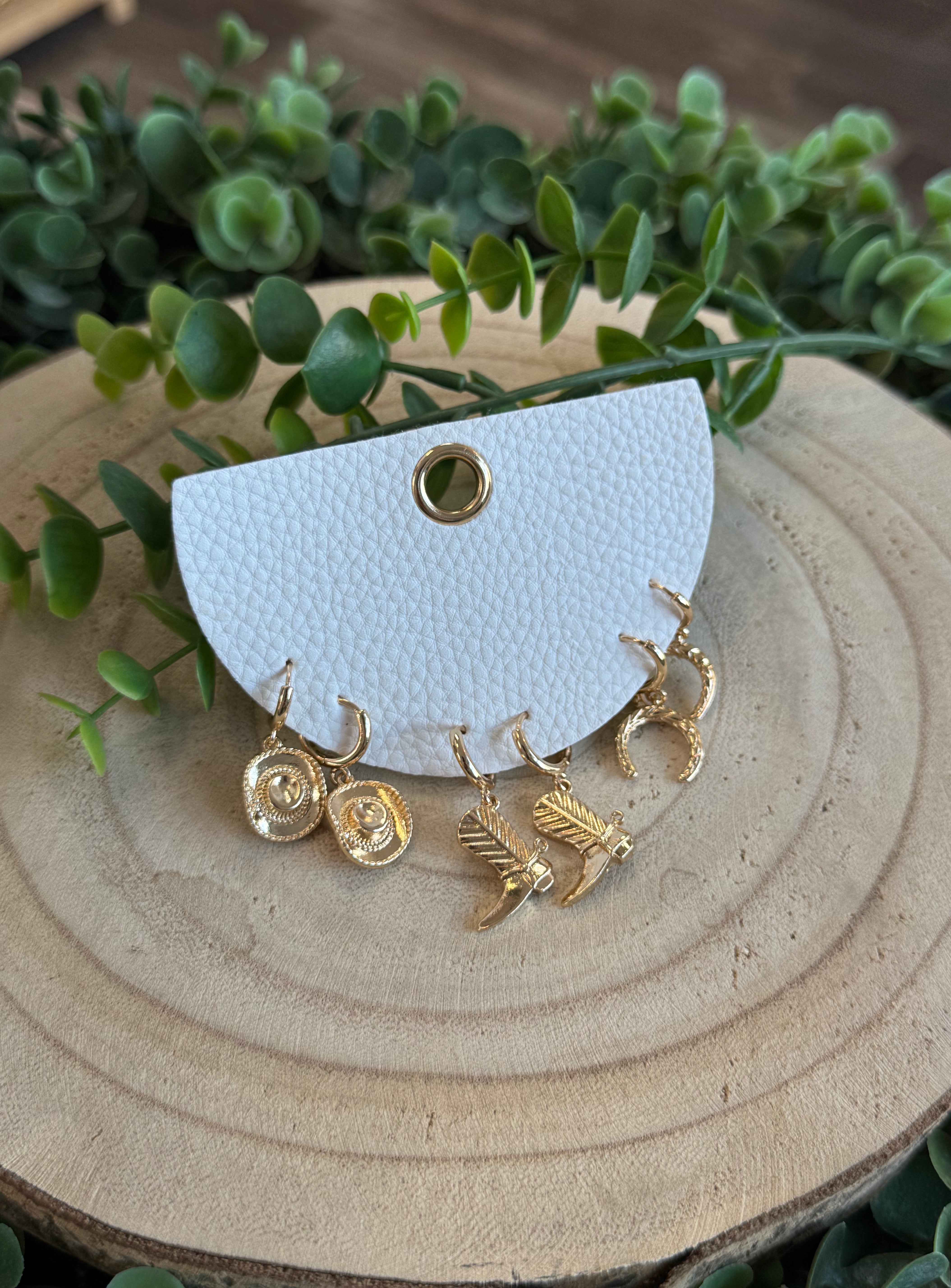 3 Pair Giddy Up Earrings-Earrings-Fame-The Silo Boutique, Women's Fashion Boutique Located in Warren and Grand Forks North Dakota