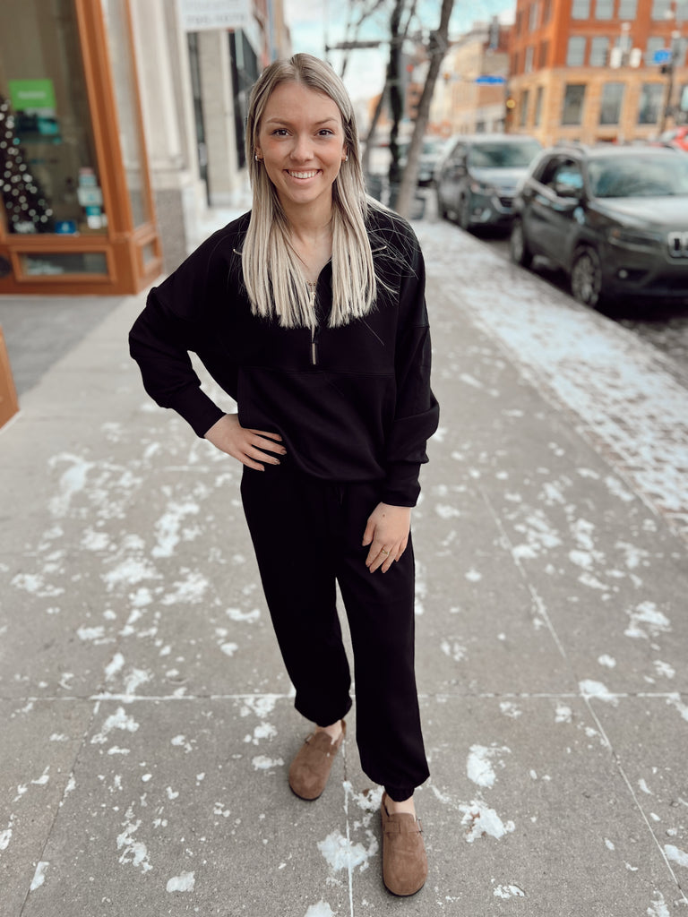 Before You Scuba Black Joggers-Joggers-before you-The Silo Boutique, Women's Fashion Boutique Located in Warren and Grand Forks North Dakota