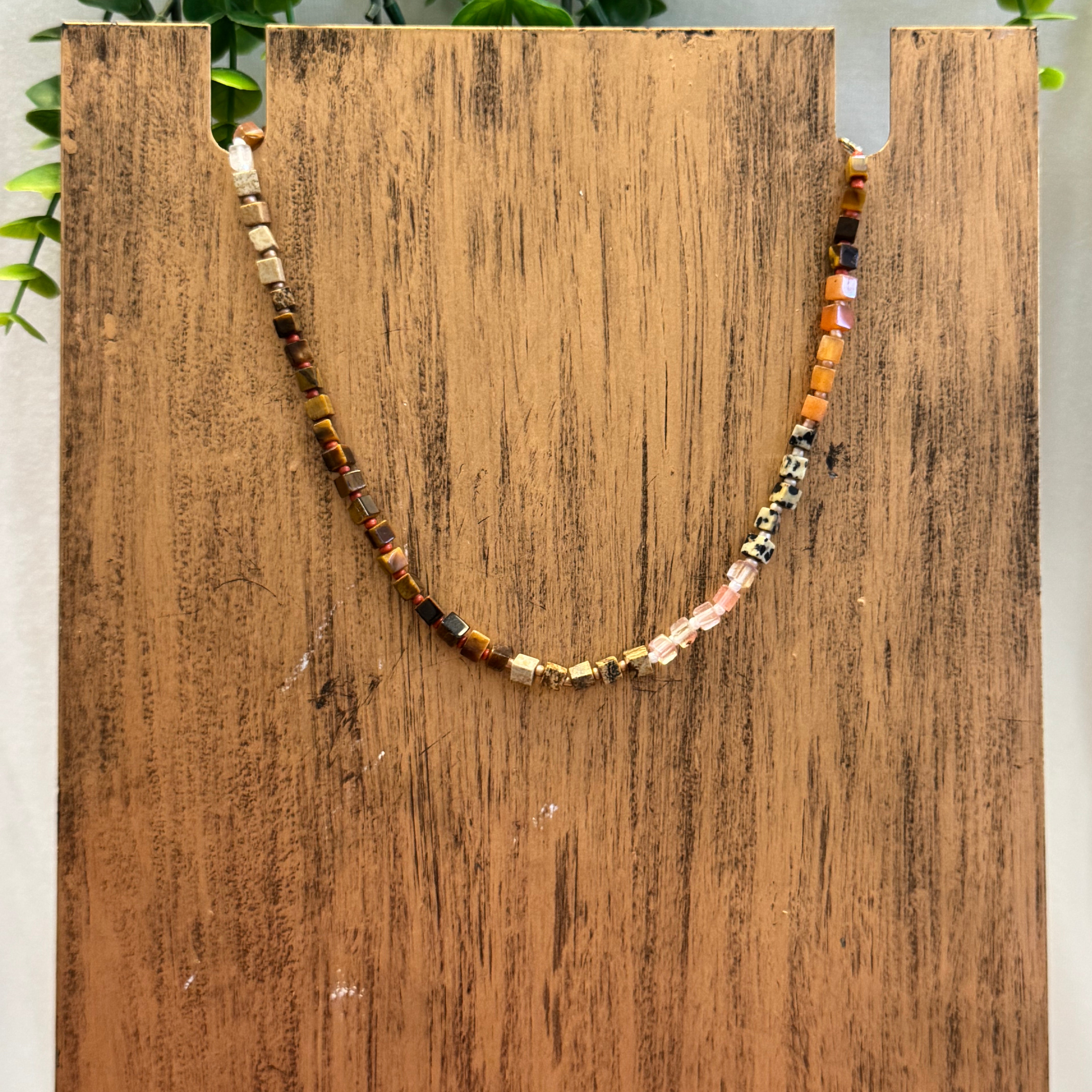 Kenze Natural Square Beaded Necklace-Necklaces-Dallas Market-The Silo Boutique, Women's Fashion Boutique Located in Warren and Grand Forks North Dakota