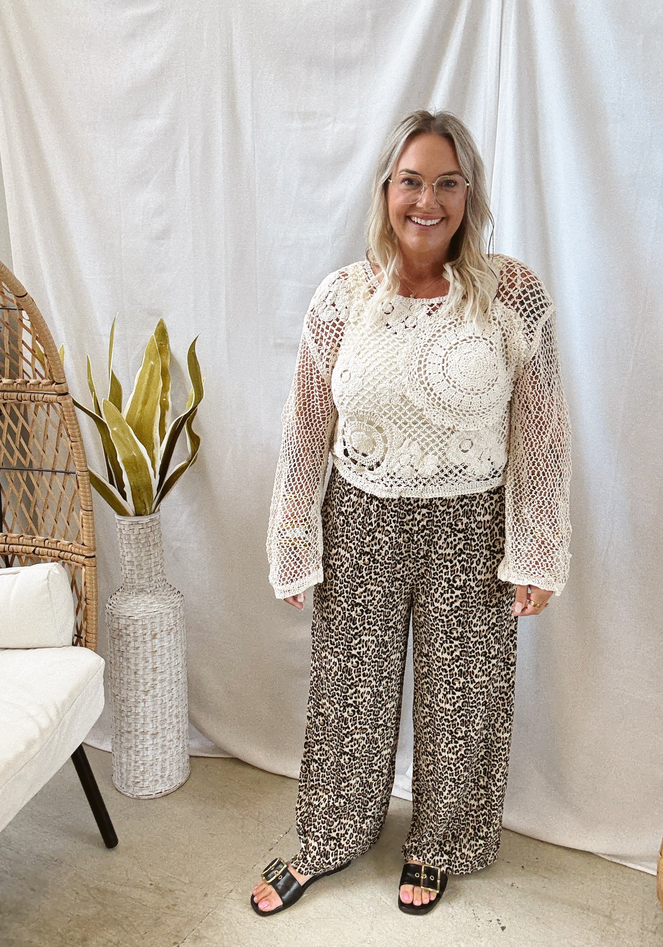 Leopard Pleated Pants-Pants-very j-The Silo Boutique, Women's Fashion Boutique Located in Warren and Grand Forks North Dakota