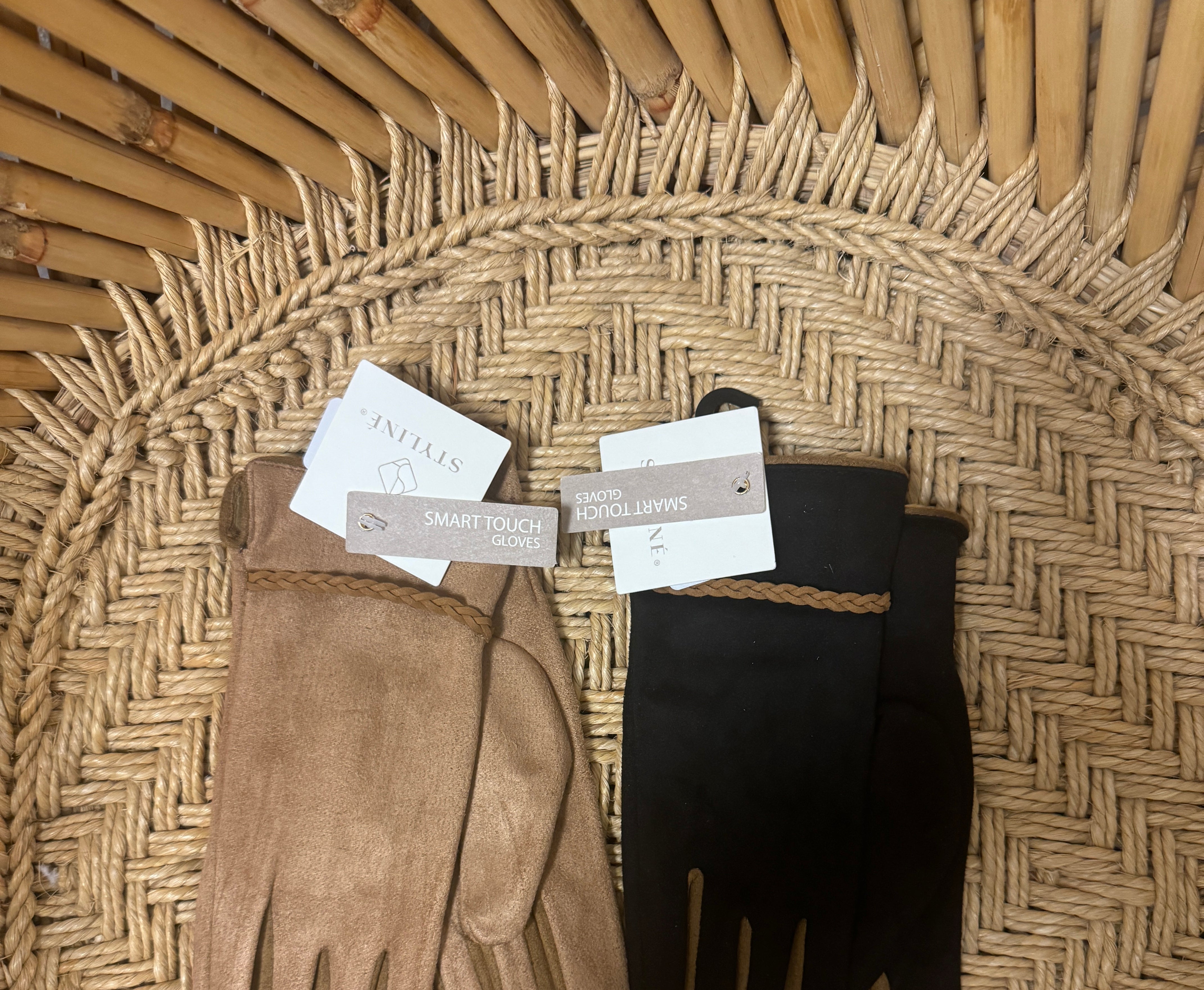 Suede Braided Smart Touch Gloves-Gloves & Mittens-urbanista-The Silo Boutique, Women's Fashion Boutique Located in Warren and Grand Forks North Dakota