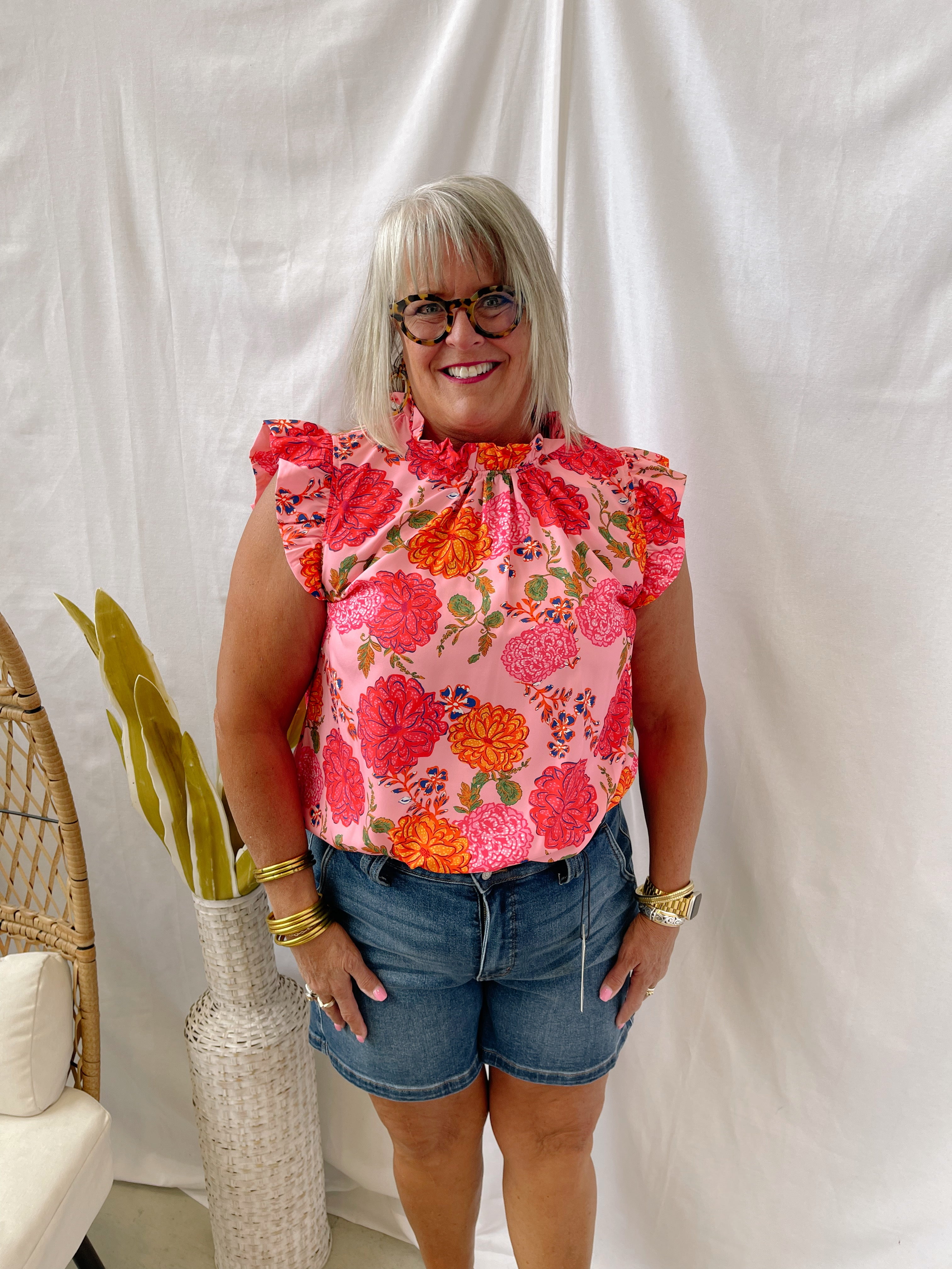 Floral Pink Mix Tank Top-Tank Tops-Umgee-The Silo Boutique, Women's Fashion Boutique Located in Warren and Grand Forks North Dakota