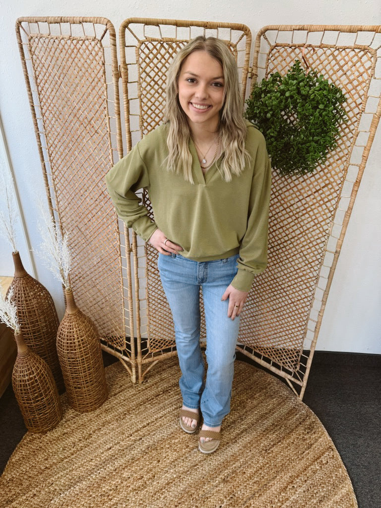 KUT Audrina Pullover Top-Pistachio-Sweatshirts-Kut-The Silo Boutique, Women's Fashion Boutique Located in Warren and Grand Forks North Dakota
