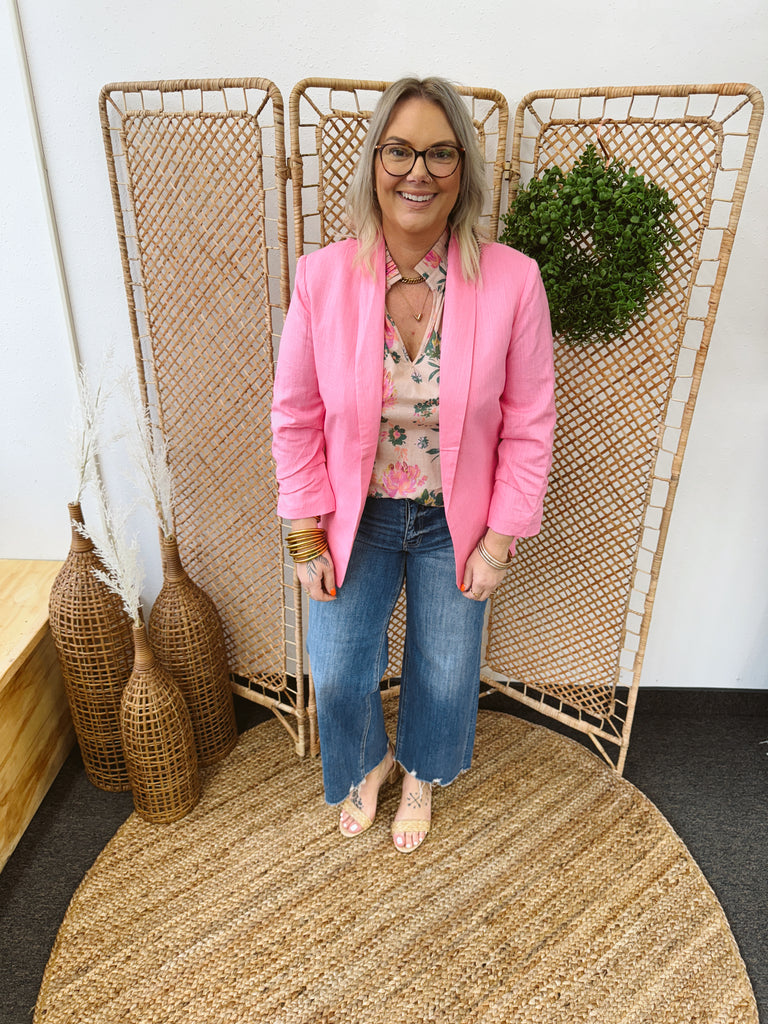 Let's Wear Pink Blazer-Blazers-eesome-The Silo Boutique, Women's Fashion Boutique Located in Warren and Grand Forks North Dakota