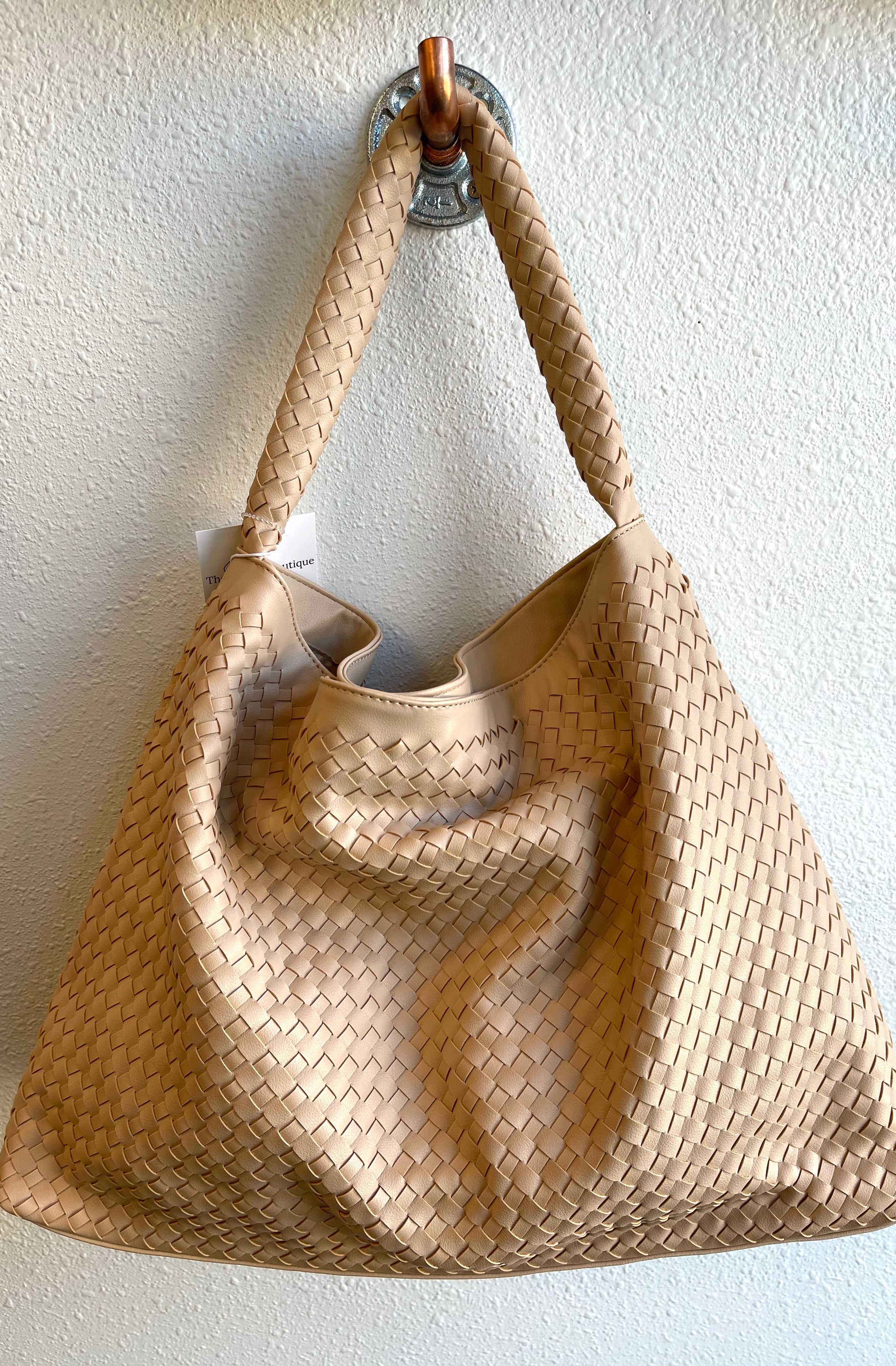 Leather Basket Weave Tote Purse-Purses-iccco-The Silo Boutique, Women's Fashion Boutique Located in Warren and Grand Forks North Dakota