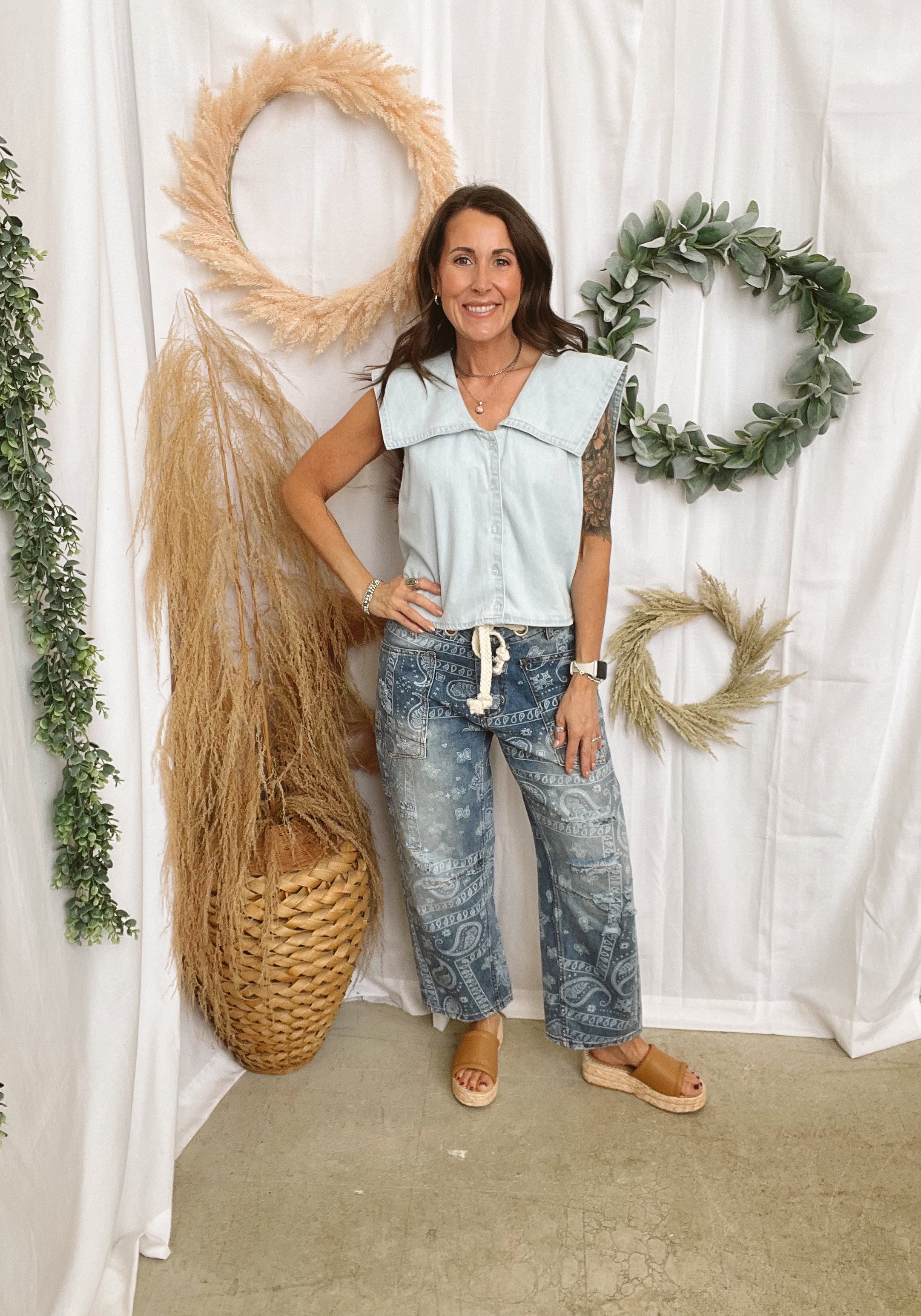 Denim Sailor Top-Tank Tops-wishlist-The Silo Boutique, Women's Fashion Boutique Located in Warren and Grand Forks North Dakota