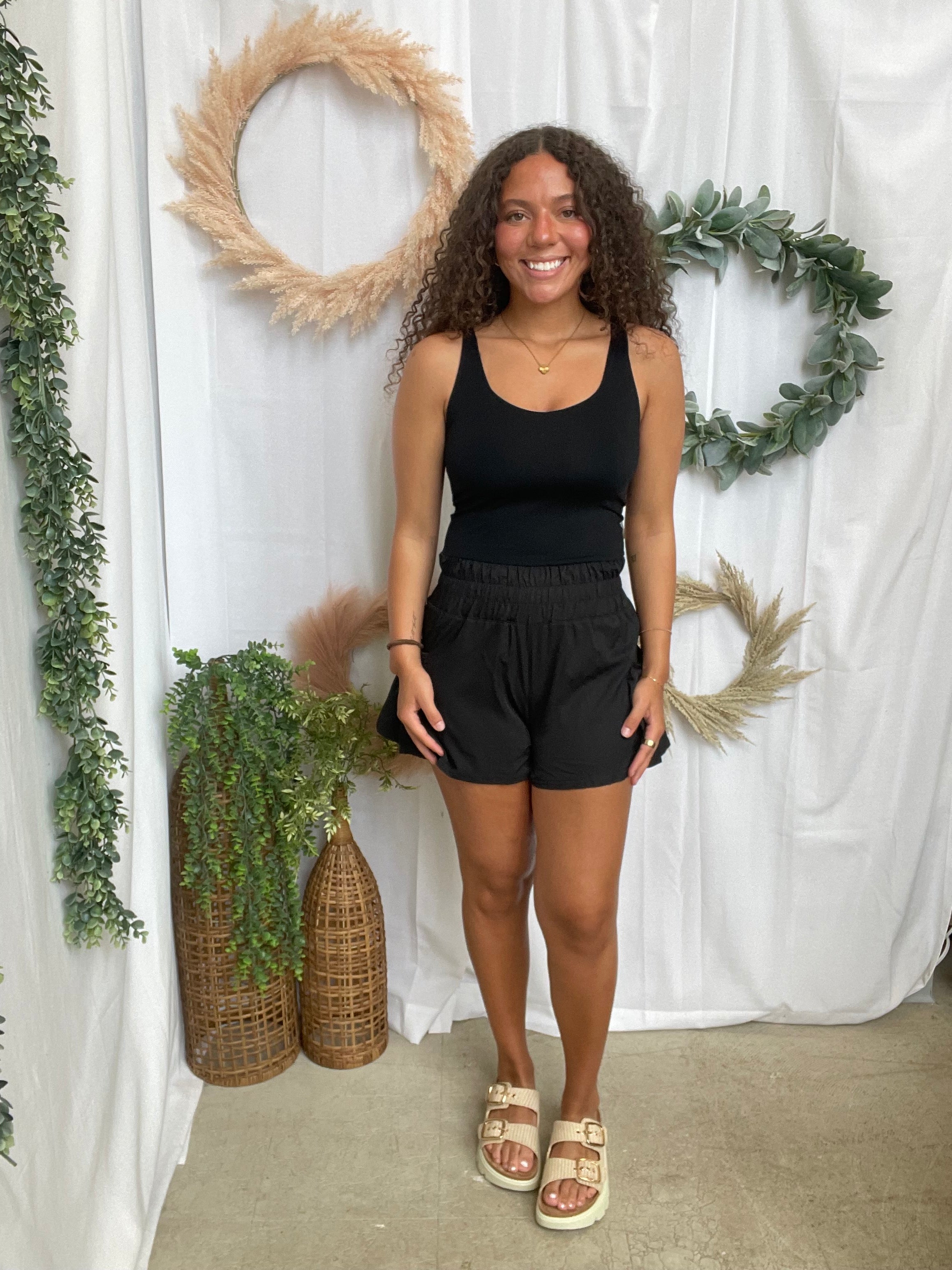 Flounce and Flow Romper-Black-Jumpsuits & Rompers-mono b-The Silo Boutique, Women's Fashion Boutique Located in Warren and Grand Forks North Dakota