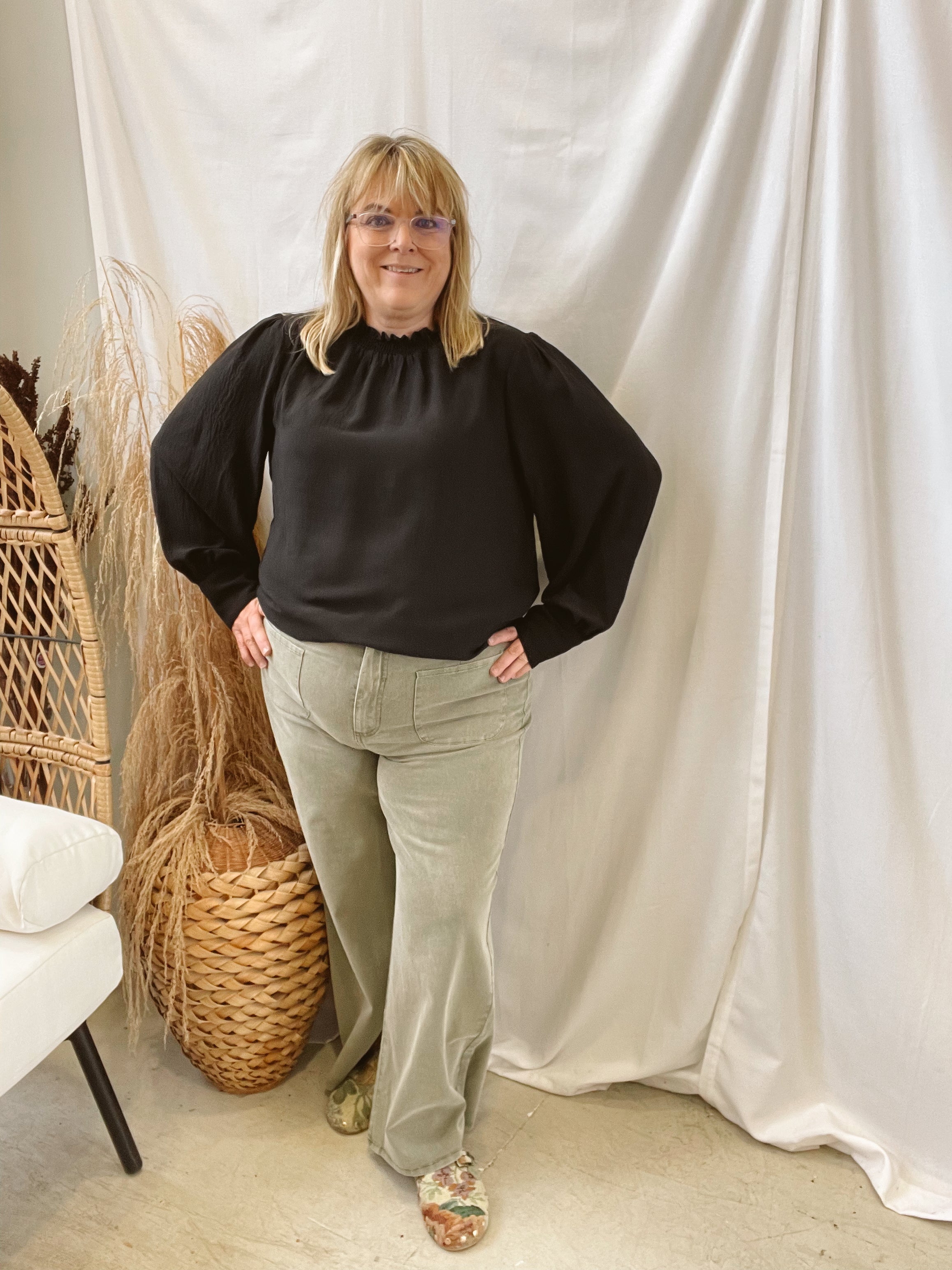 Long Sleeve Airflow Blouse-Black-Long Sleeve Tops-oddi-The Silo Boutique, Women's Fashion Boutique Located in Warren and Grand Forks North Dakota