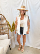 Cream Stretchy Knit Vest-Vests-Doe and Rae-The Silo Boutique, Women's Fashion Boutique Located in Warren and Grand Forks North Dakota