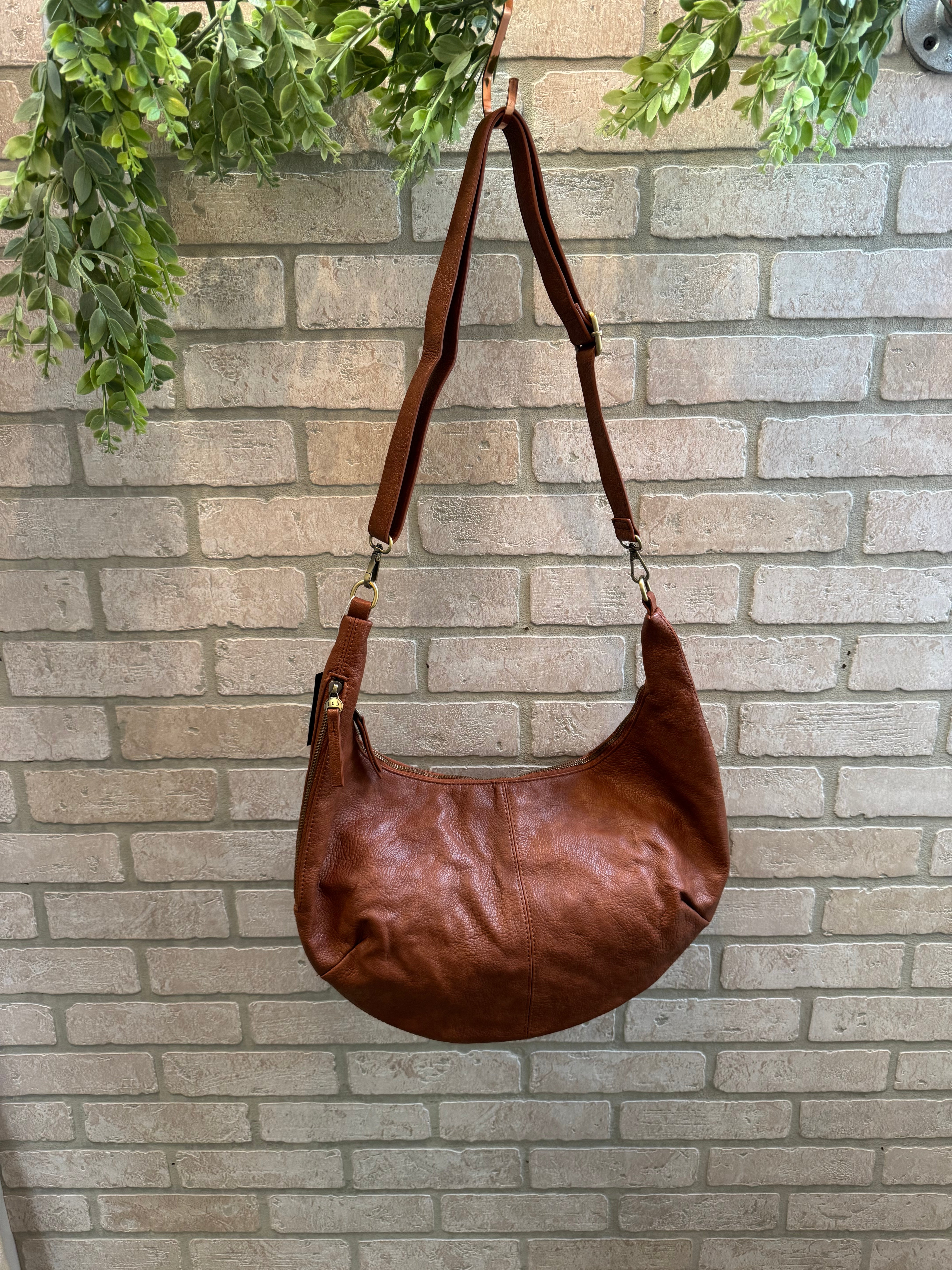 Joy Susan Rhea Slouchy Crescent Purse-Saddle-Purses-joy susan-The Silo Boutique, Women's Fashion Boutique Located in Warren and Grand Forks North Dakota