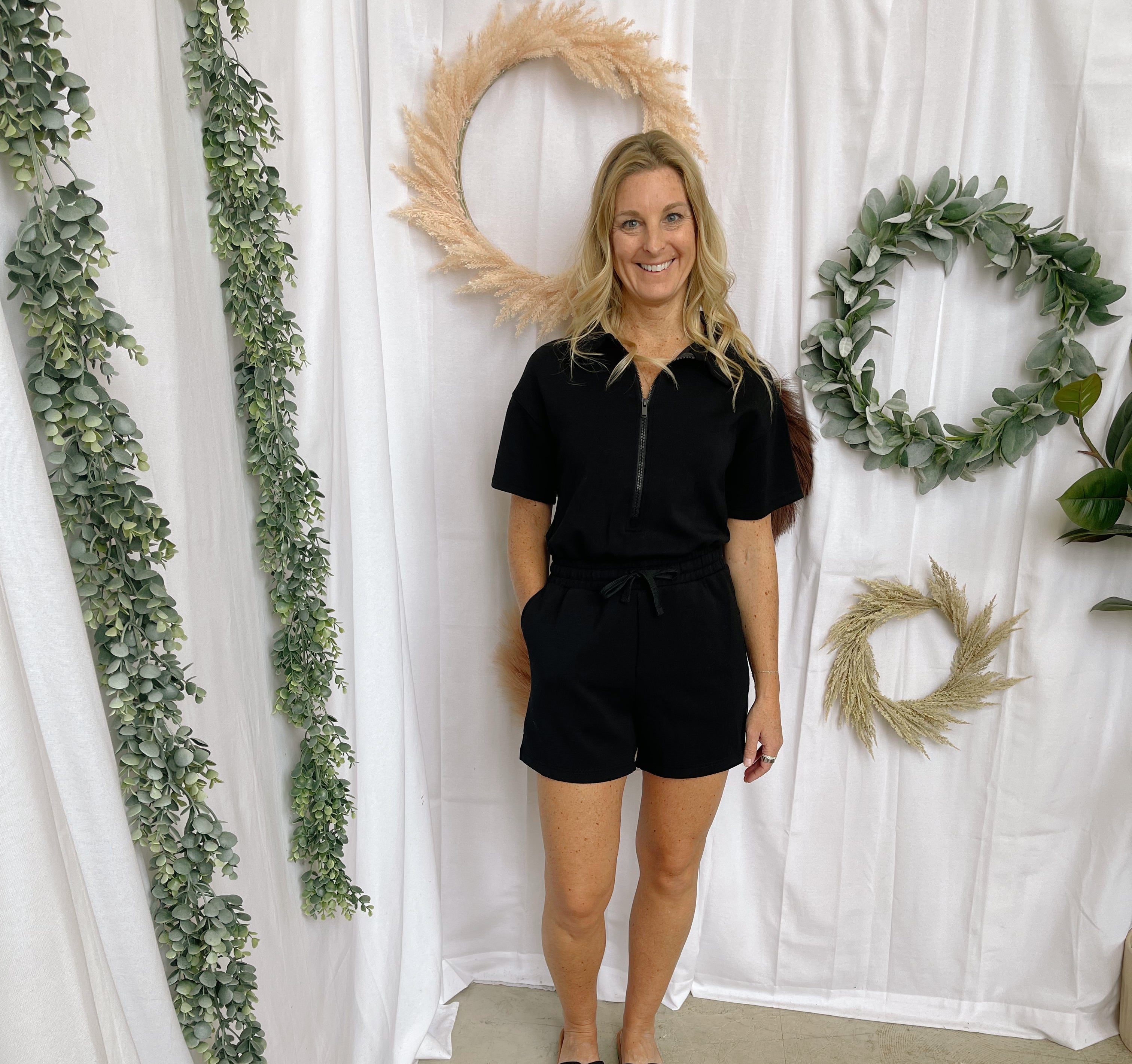 Rae Lux Romper-Black-Jumpsuits & Rompers-rae mode-The Silo Boutique, Women's Fashion Boutique Located in Warren and Grand Forks North Dakota