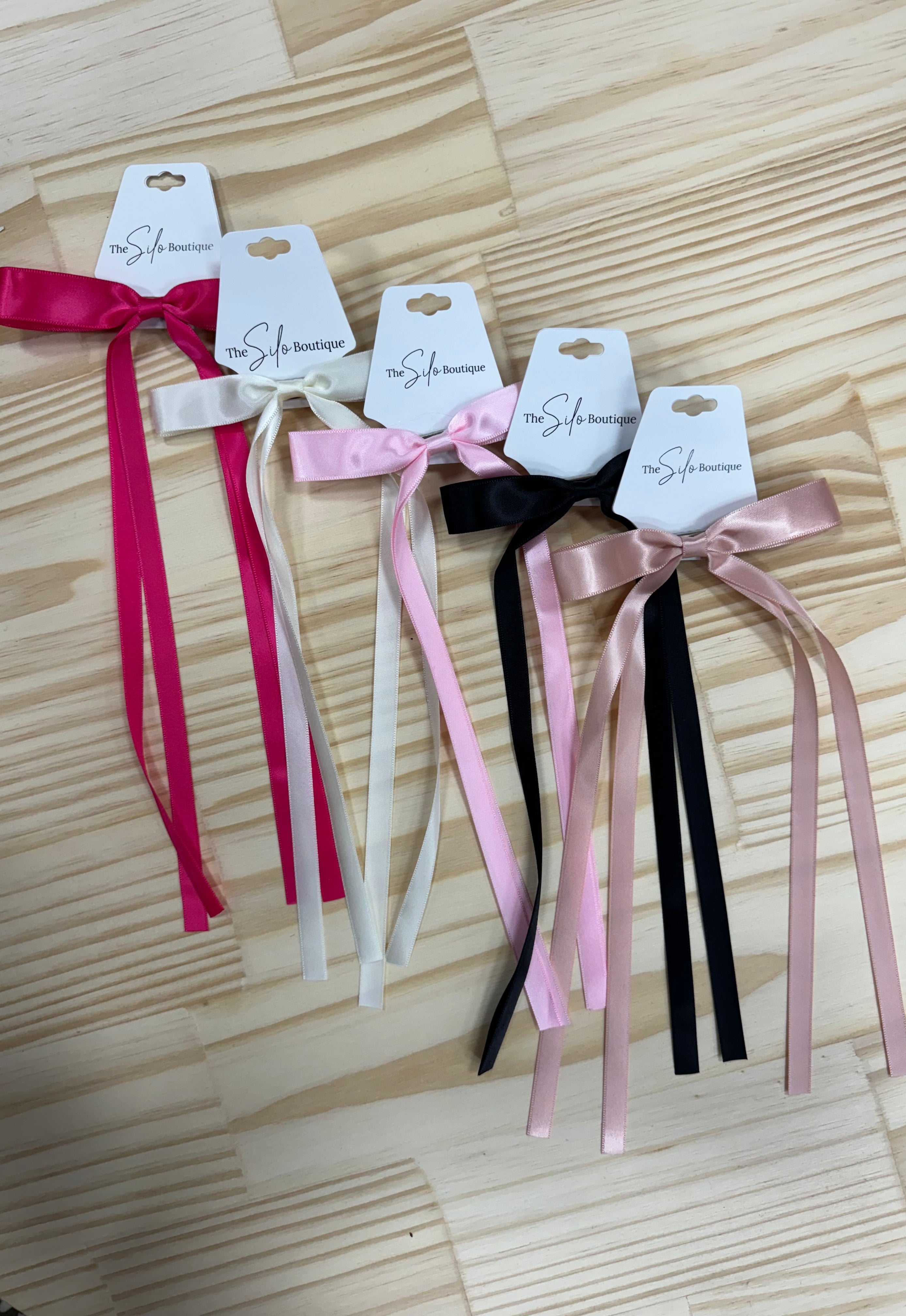 Satin Hair Bow-Hair Accessories-wall to wall-The Silo Boutique, Women's Fashion Boutique Located in Warren and Grand Forks North Dakota