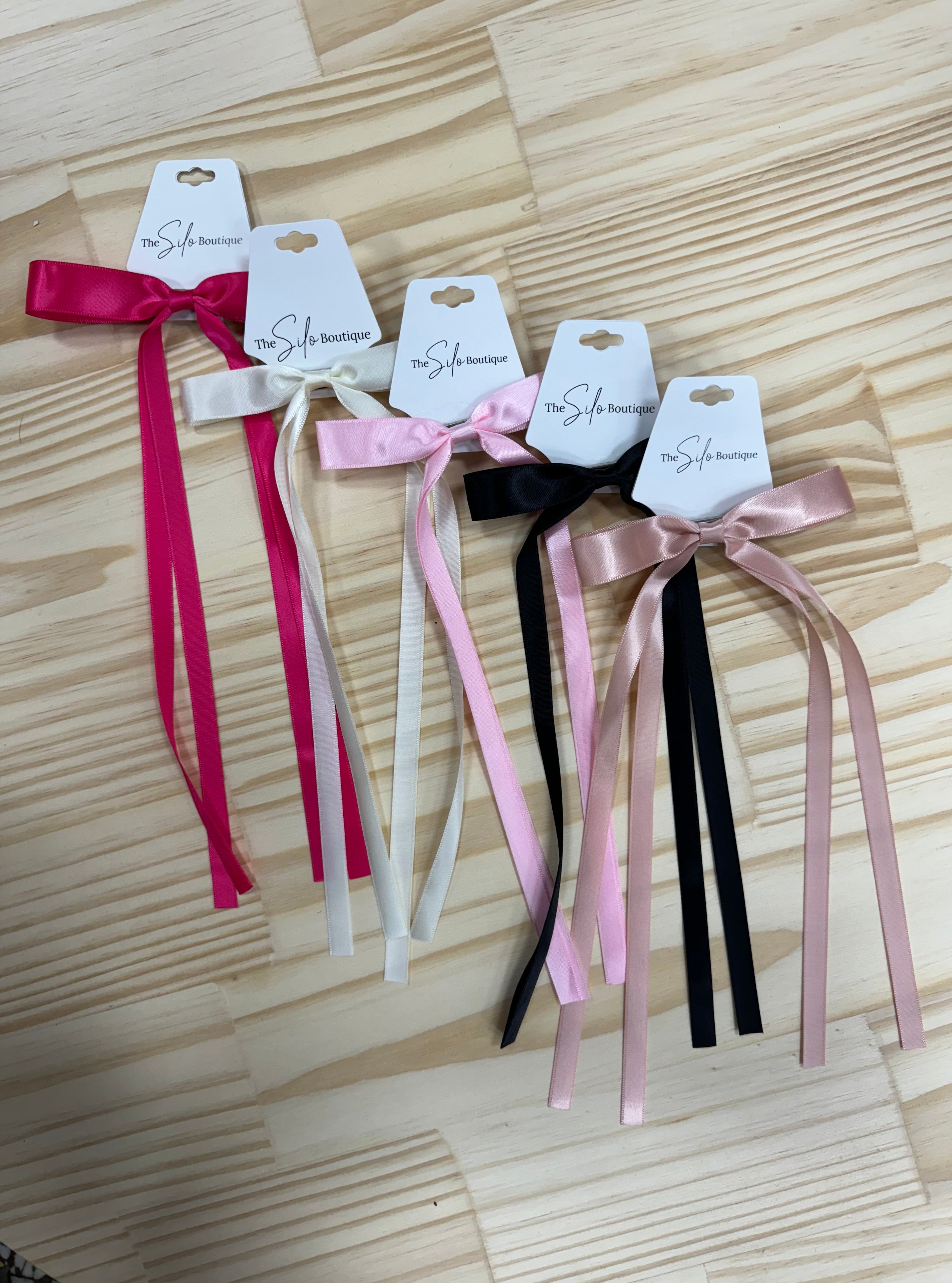 Satin Hair Bow-Hair Accessories-wall to wall-The Silo Boutique, Women's Fashion Boutique Located in Warren and Grand Forks North Dakota