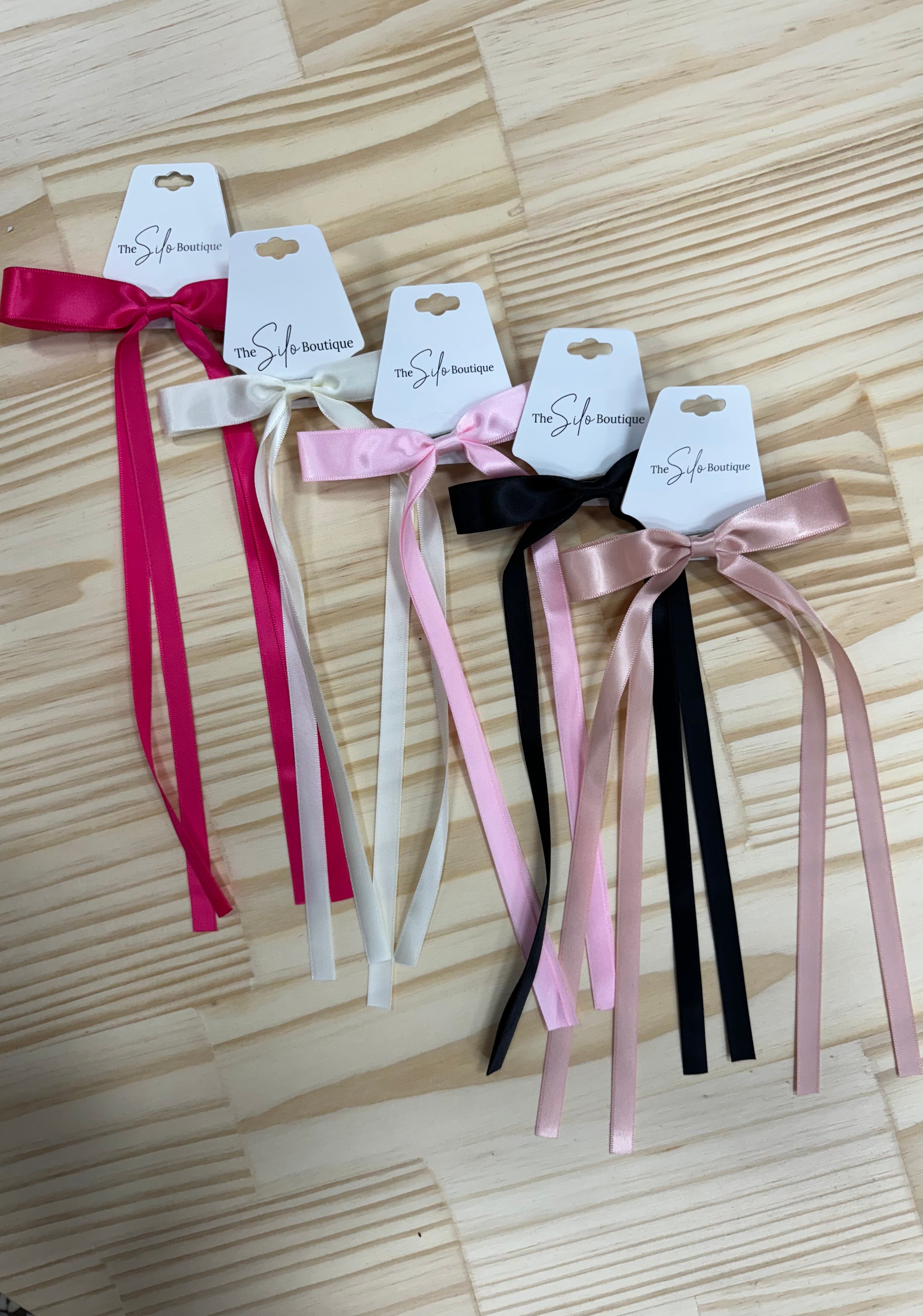 Satin Hair Bow-Hair Accessories-wall to wall-The Silo Boutique, Women's Fashion Boutique Located in Warren and Grand Forks North Dakota