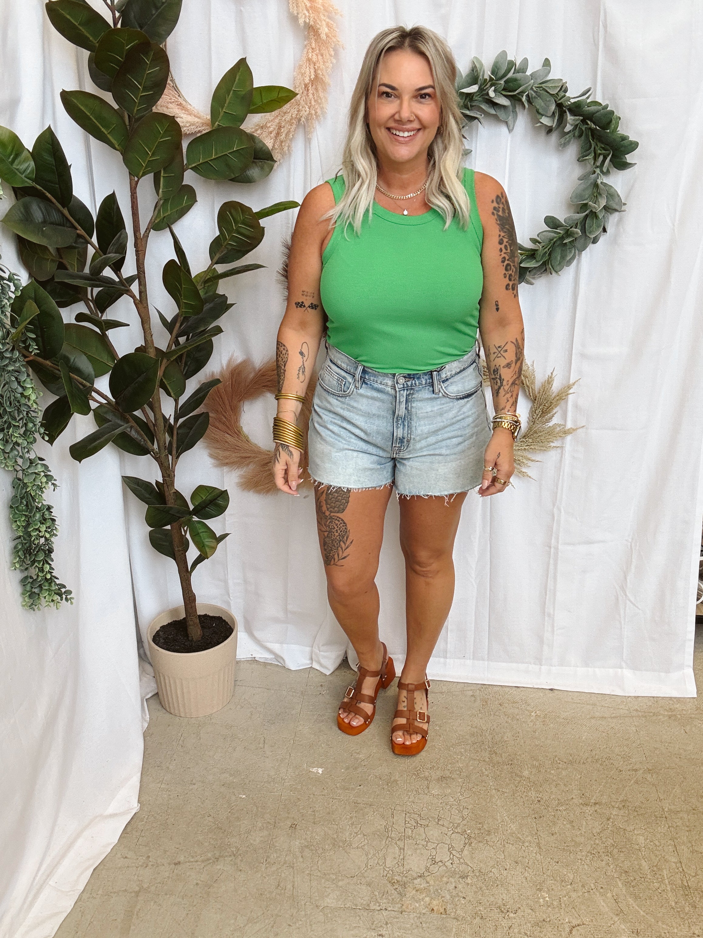 Mono B Ribbed Tank Top-Green-Tank Tops-mono b-The Silo Boutique, Women's Fashion Boutique Located in Warren and Grand Forks North Dakota