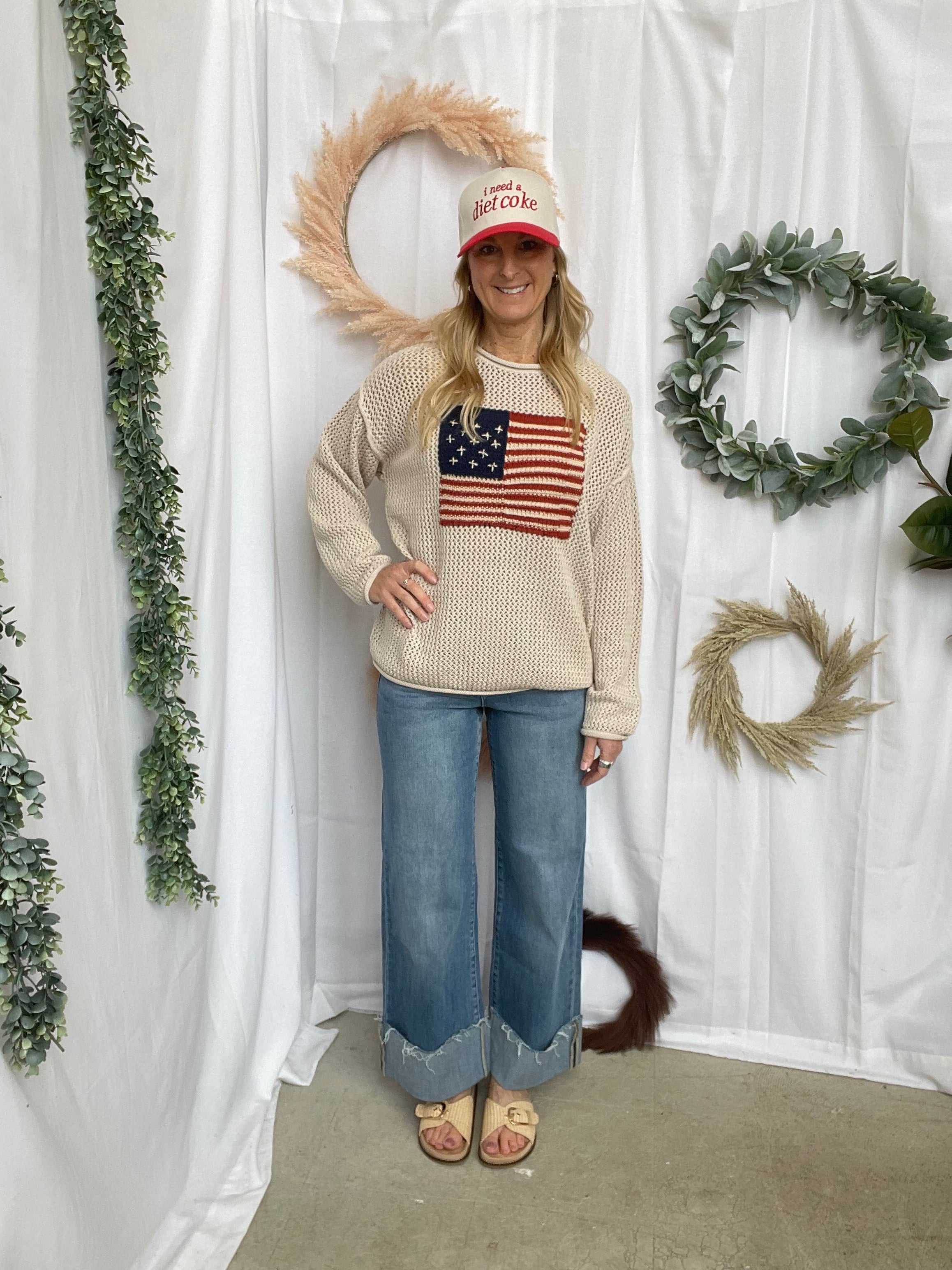 Zen Flag Open Knit Sweater-Sand-Long Sleeve Tops-Zenana-The Silo Boutique, Women's Fashion Boutique Located in Warren and Grand Forks North Dakota