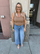 Vervet Shiny Wide Leg Crop Jeans-Final Sale-Jeans-lovervet-The Silo Boutique, Women's Fashion Boutique Located in Warren and Grand Forks North Dakota