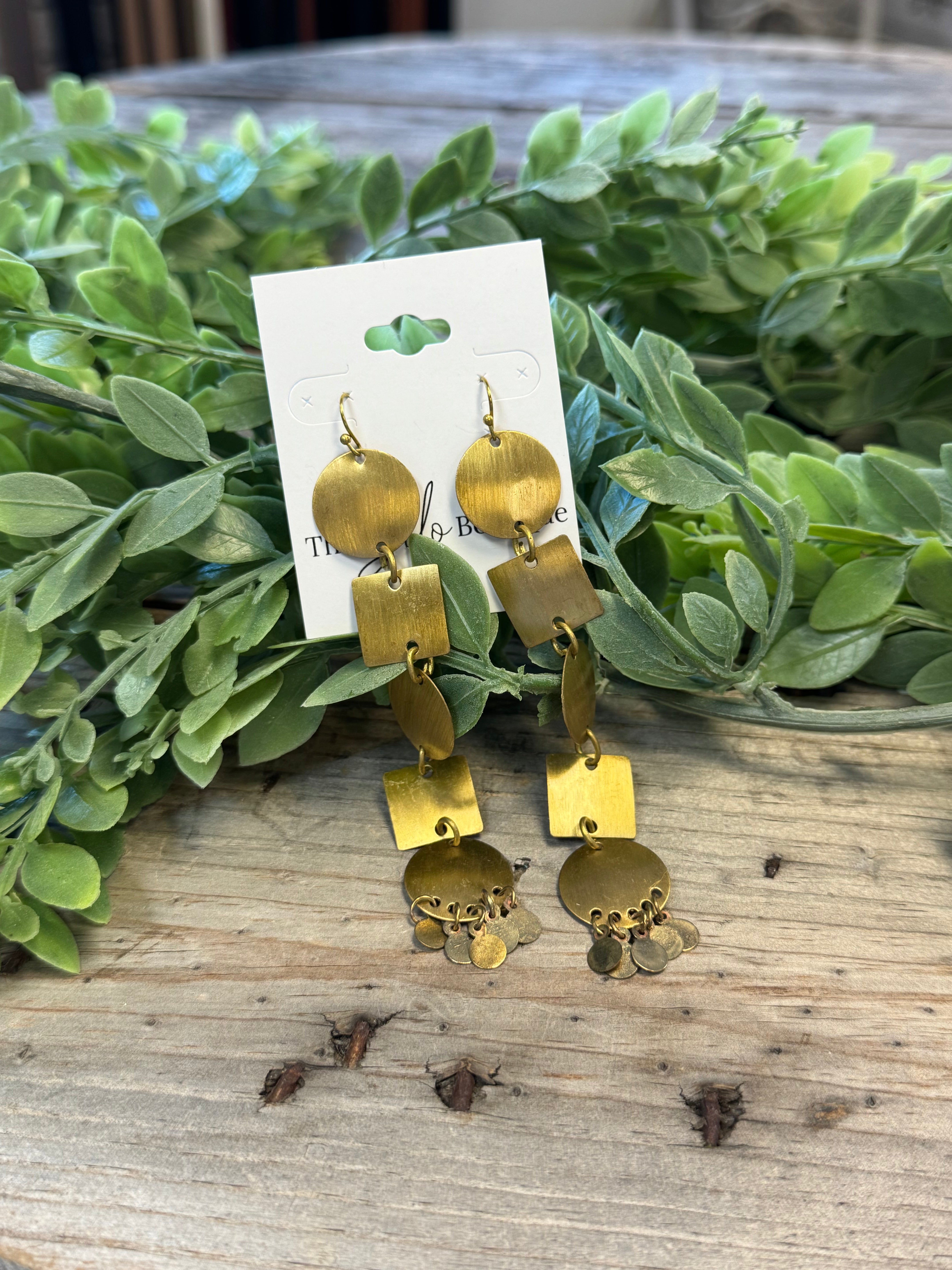 Circle Square Dangle Earrings-Earrings-kenze-The Silo Boutique, Women's Fashion Boutique Located in Warren and Grand Forks North Dakota