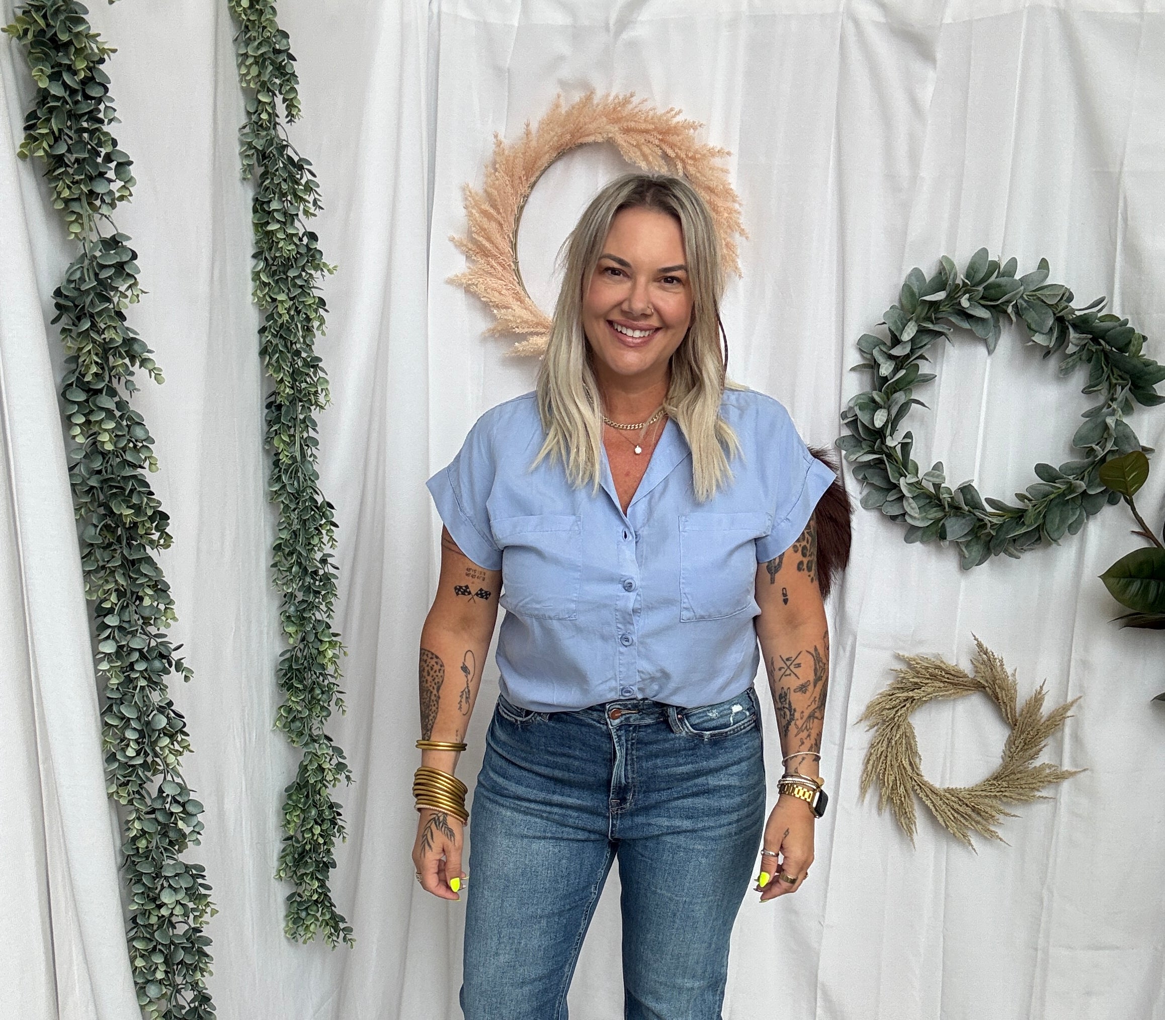 Cool Tencel Top-Blueberry-Short Sleeve Tops-be cool-The Silo Boutique, Women's Fashion Boutique Located in Warren and Grand Forks North Dakota
