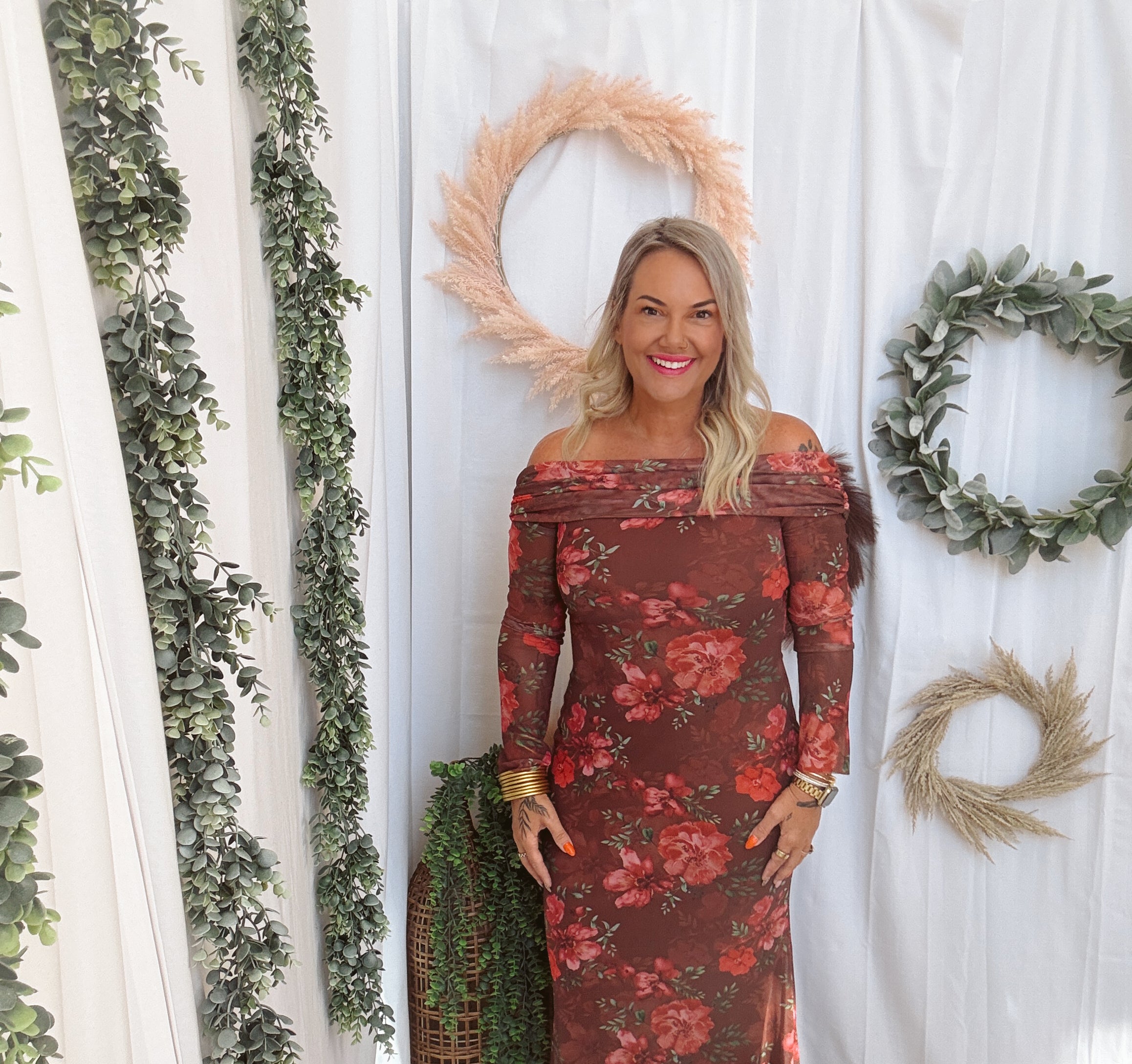 Feeling Fine Floral Dress-Brown-Dresses-hyfve-The Silo Boutique, Women's Fashion Boutique Located in Warren and Grand Forks North Dakota