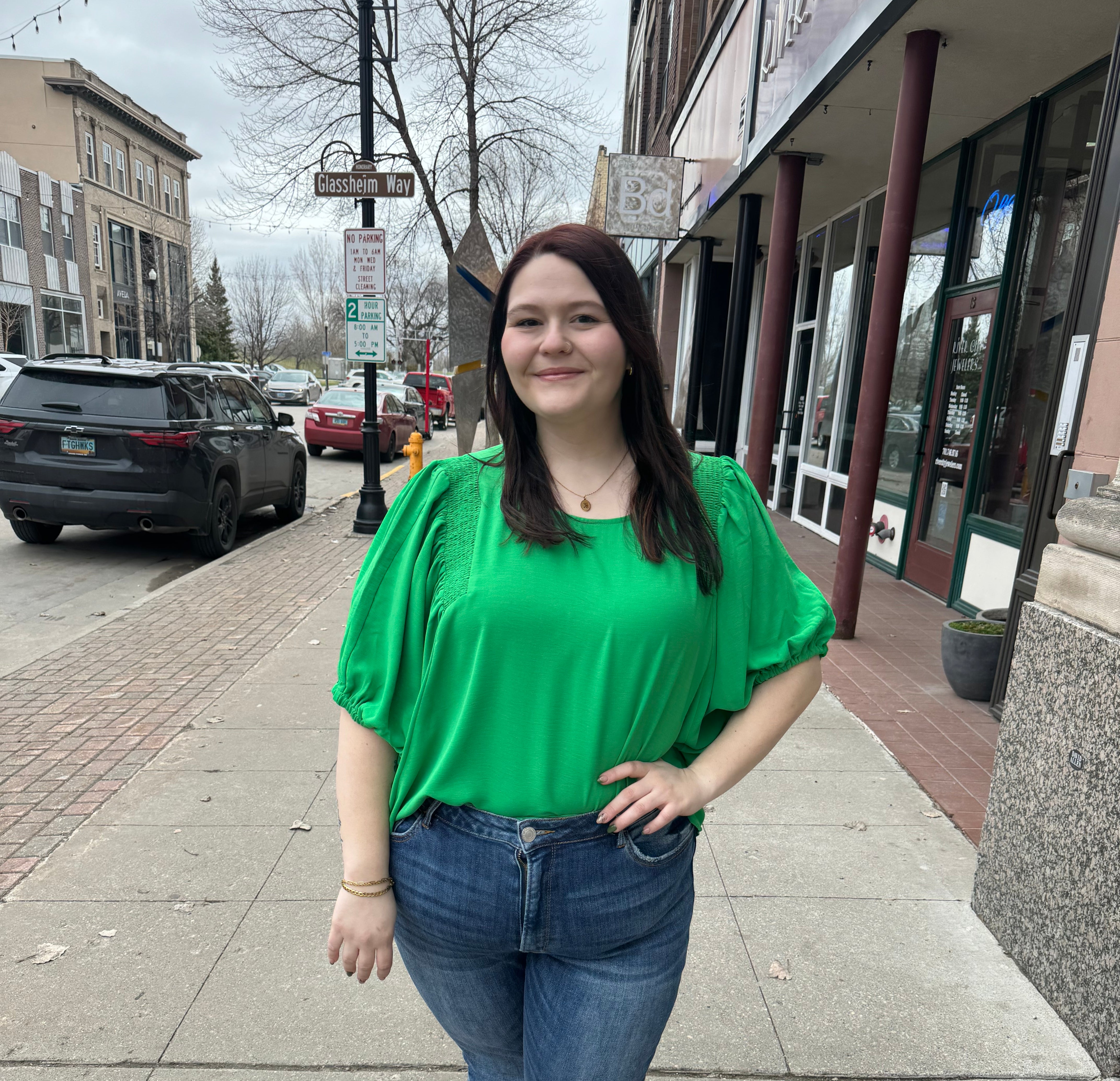 Kelly Green Smocking Top-Short Sleeve Tops-entro-The Silo Boutique, Women's Fashion Boutique Located in Warren and Grand Forks North Dakota