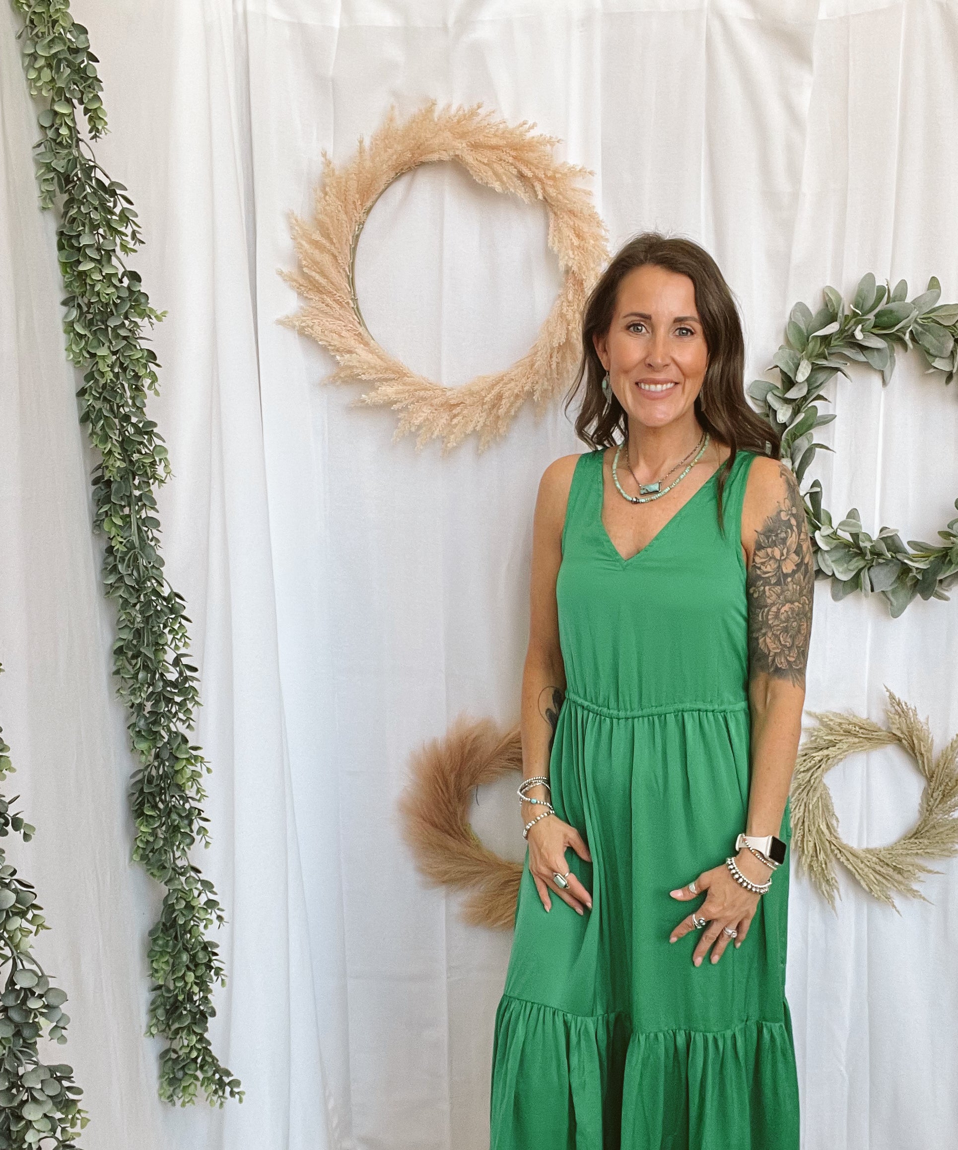 Skies Green Tiered Dress-Dresses-skies are blue-The Silo Boutique, Women's Fashion Boutique Located in Warren and Grand Forks North Dakota