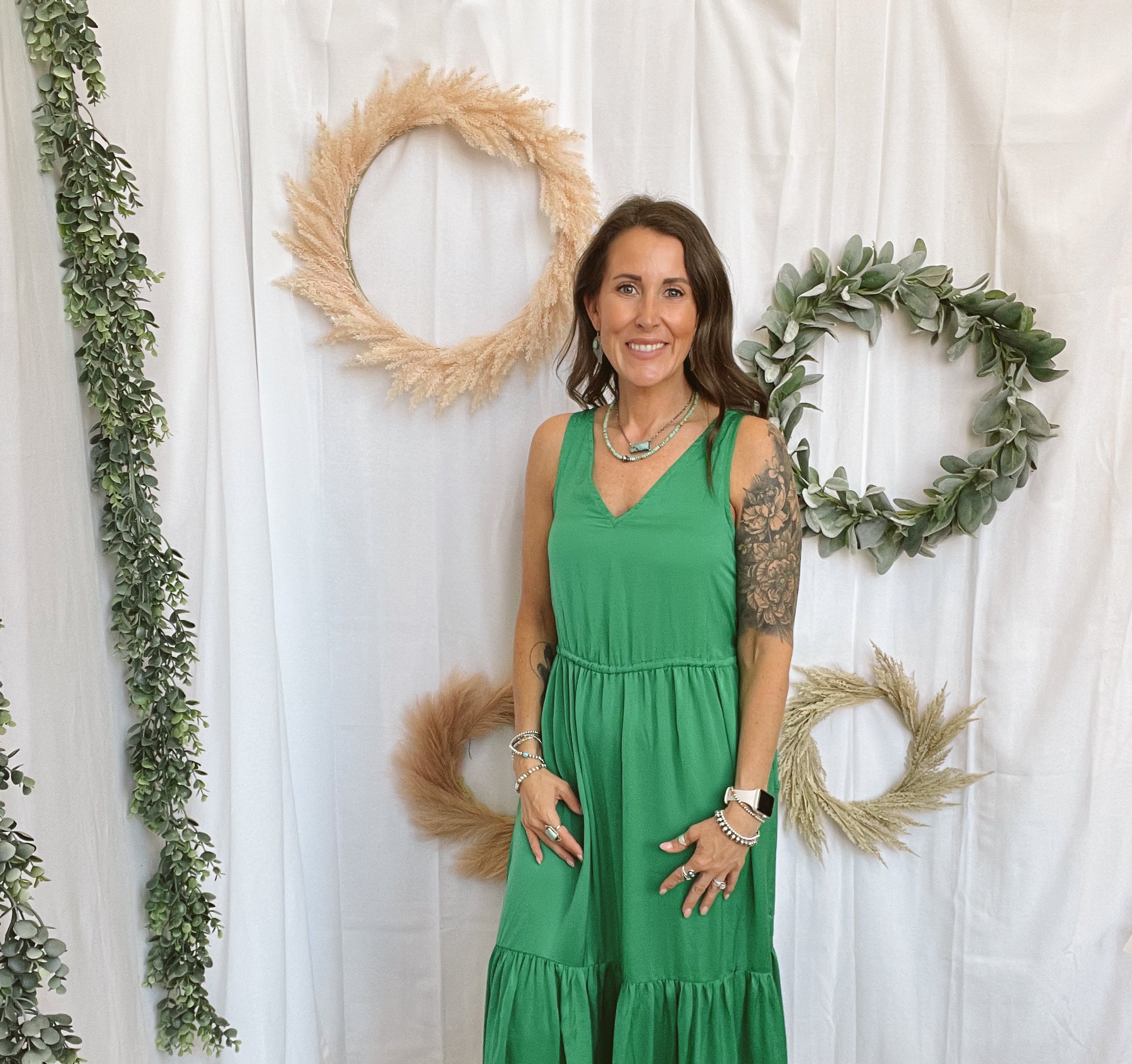 Skies Green Tiered Dress-Dresses-skies are blue-The Silo Boutique, Women's Fashion Boutique Located in Warren and Grand Forks North Dakota