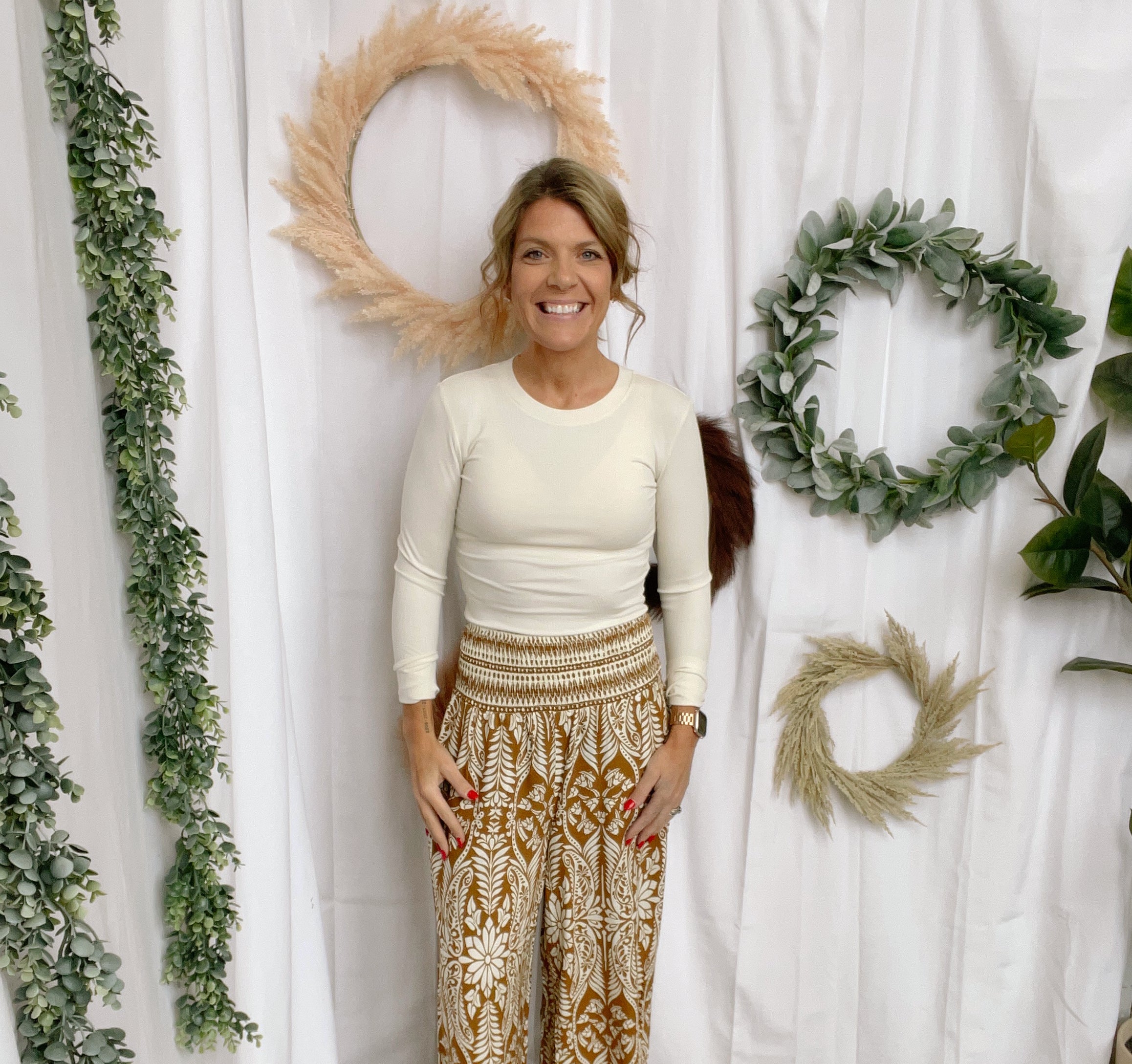 Smocked Pattern Pants-Pants-hyfve-The Silo Boutique, Women's Fashion Boutique Located in Warren and Grand Forks North Dakota