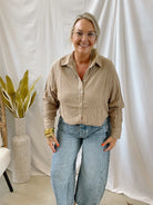 Taupe Striped Long Sleeve Top-Long Sleeve Tops-promesa-The Silo Boutique, Women's Fashion Boutique Located in Warren and Grand Forks North Dakota