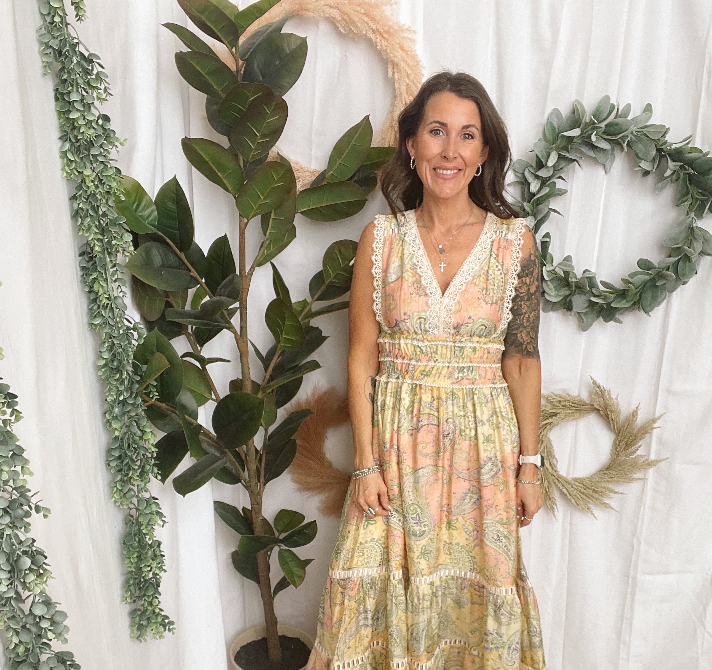 Yellow Multi Print Maxi Dress-Dresses-skies are blue-The Silo Boutique, Women's Fashion Boutique Located in Warren and Grand Forks North Dakota