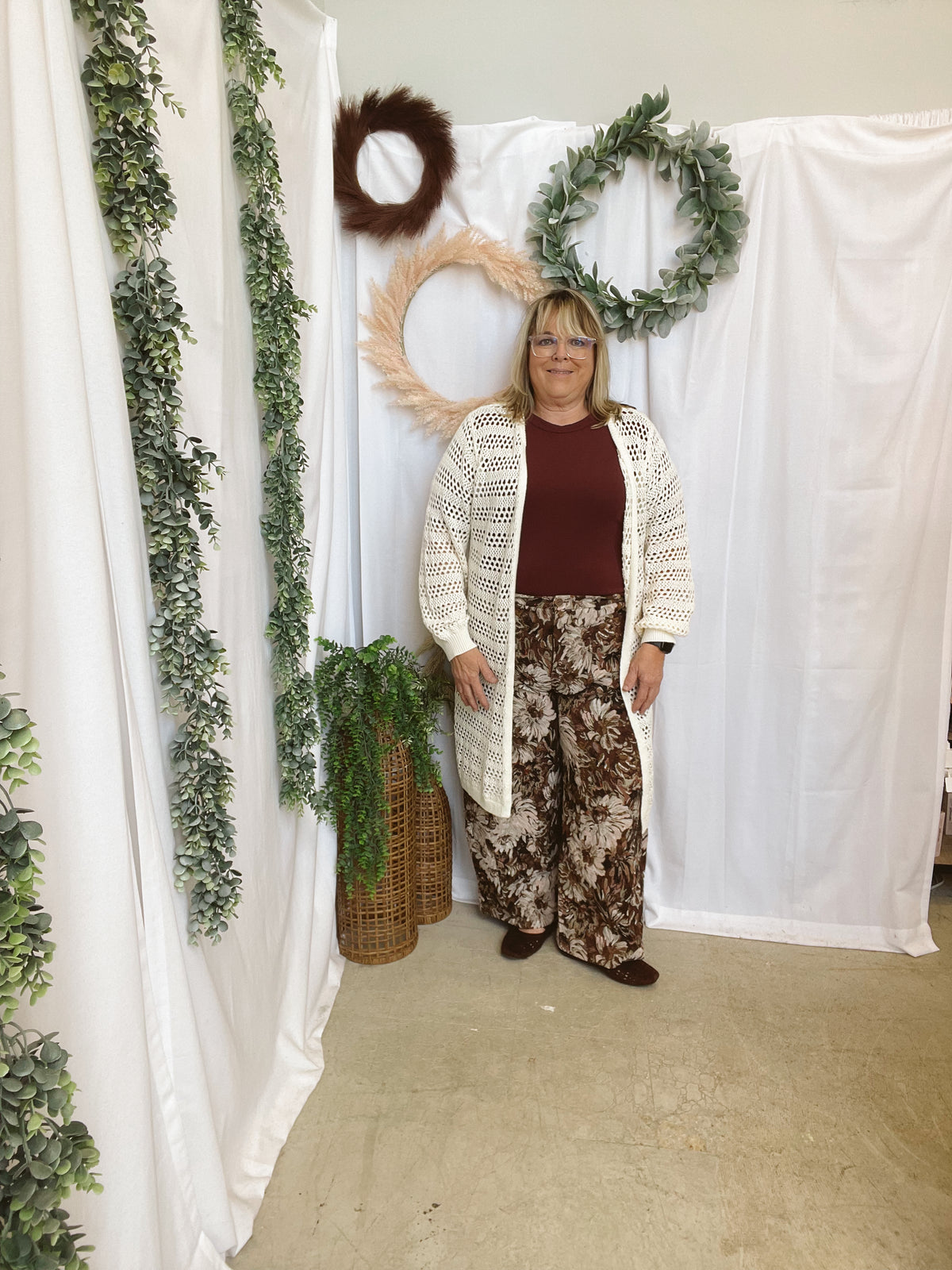 Dani Tapestry Brown Barrel Pants-Jeans-davi dani-The Silo Boutique, Women's Fashion Boutique Located in Warren and Grand Forks North Dakota