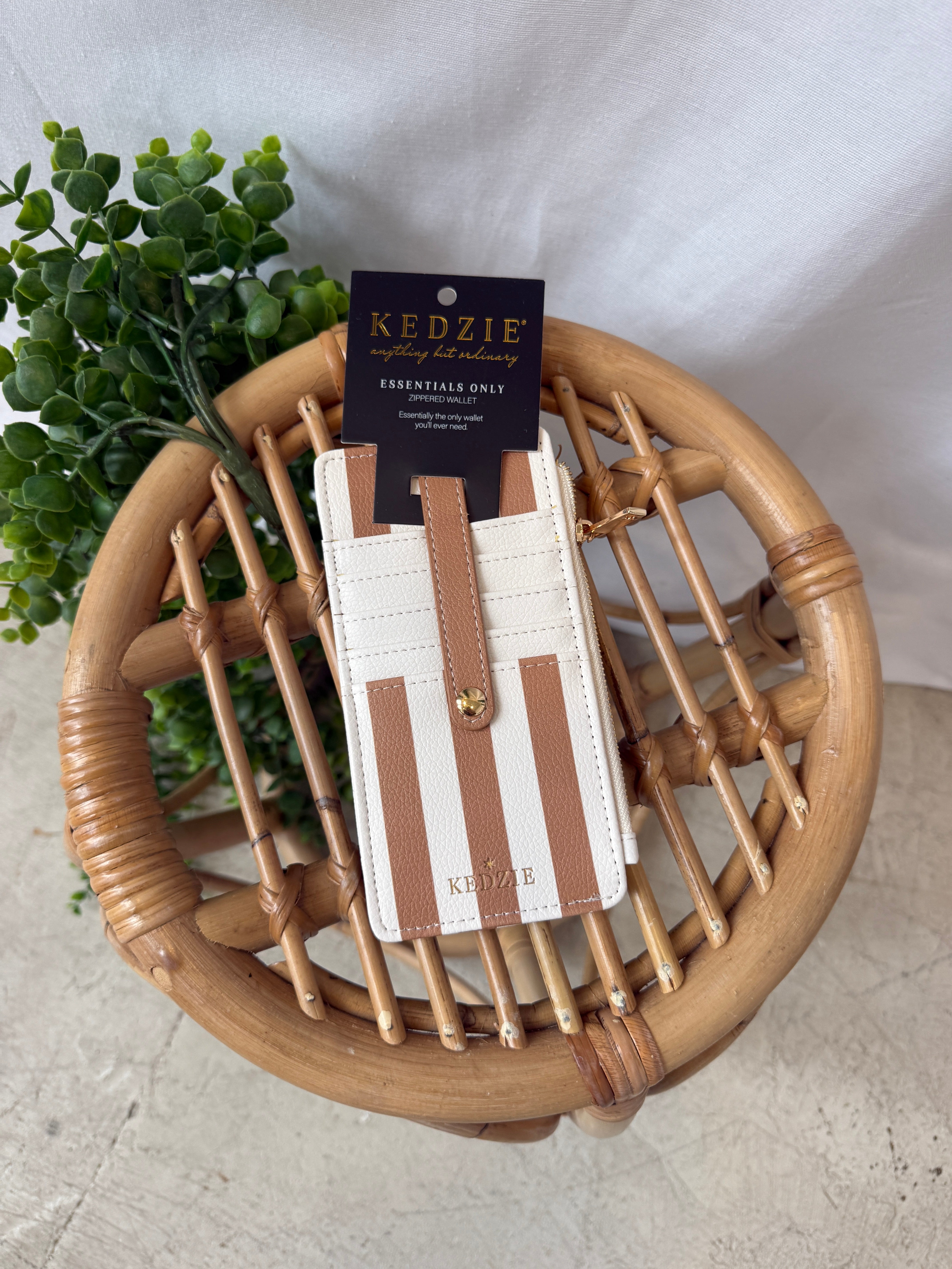 Kedzie Essentials Wallet-Tan Stripe-Wallets-dm-The Silo Boutique, Women's Fashion Boutique Located in Warren and Grand Forks North Dakota