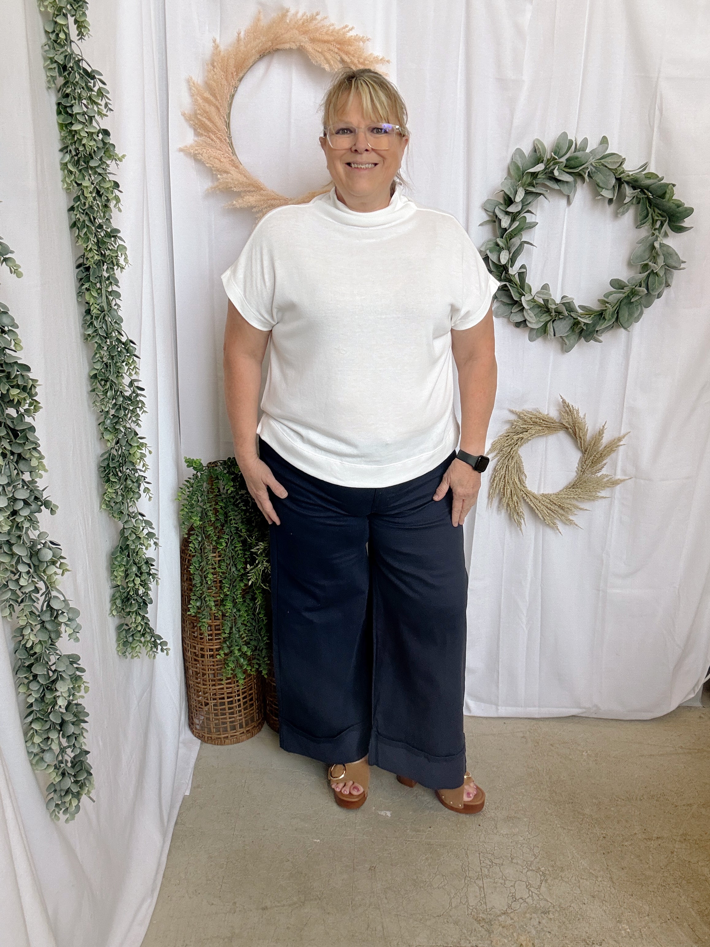 Mary Solid Crop Pants-Navy-Pants-entro-The Silo Boutique, Women's Fashion Boutique Located in Warren and Grand Forks North Dakota