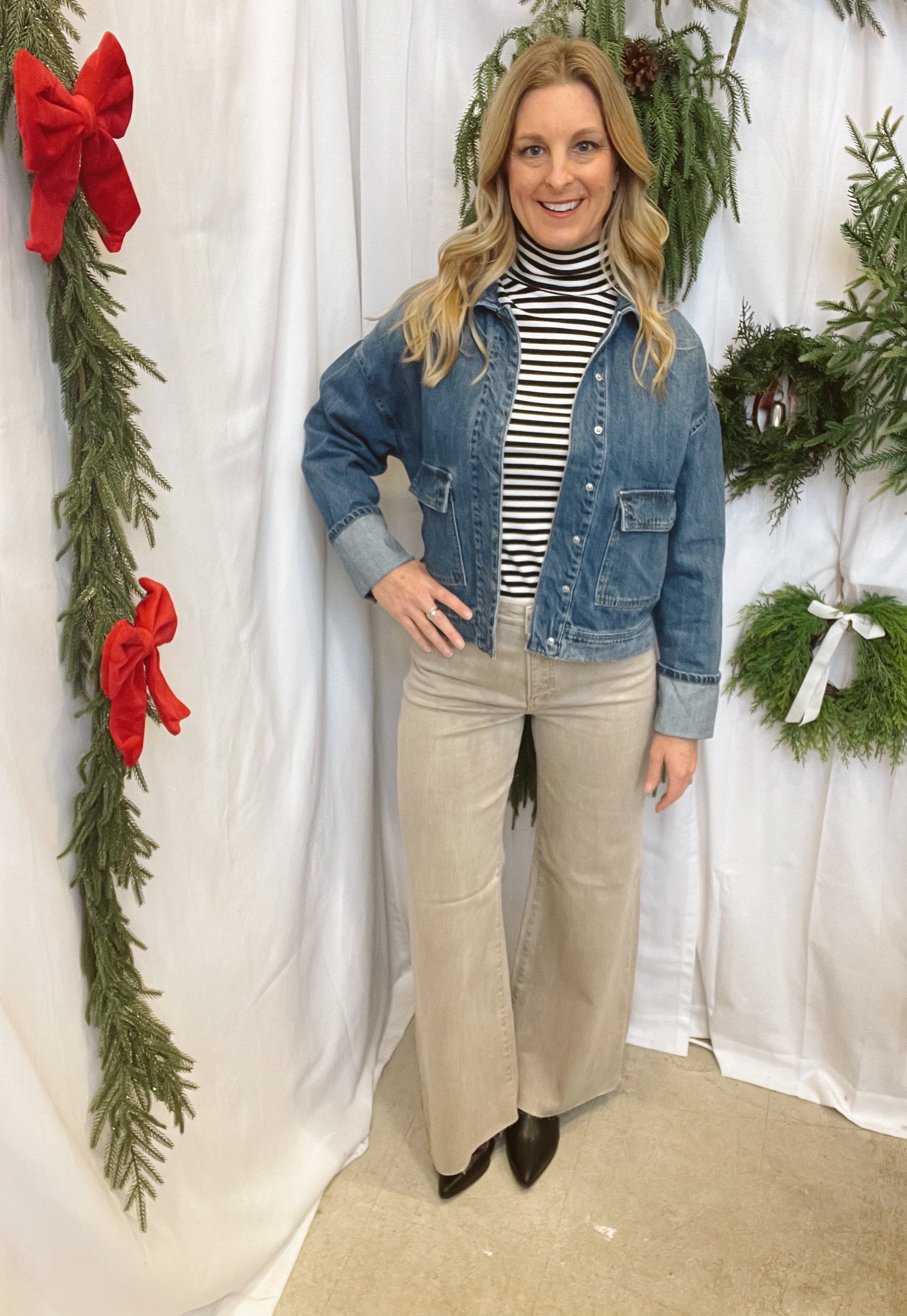 Risen Wash Cargo Pocket Denim Jacket-Coats & Jackets-risen-The Silo Boutique, Women's Fashion Boutique Located in Warren and Grand Forks North Dakota