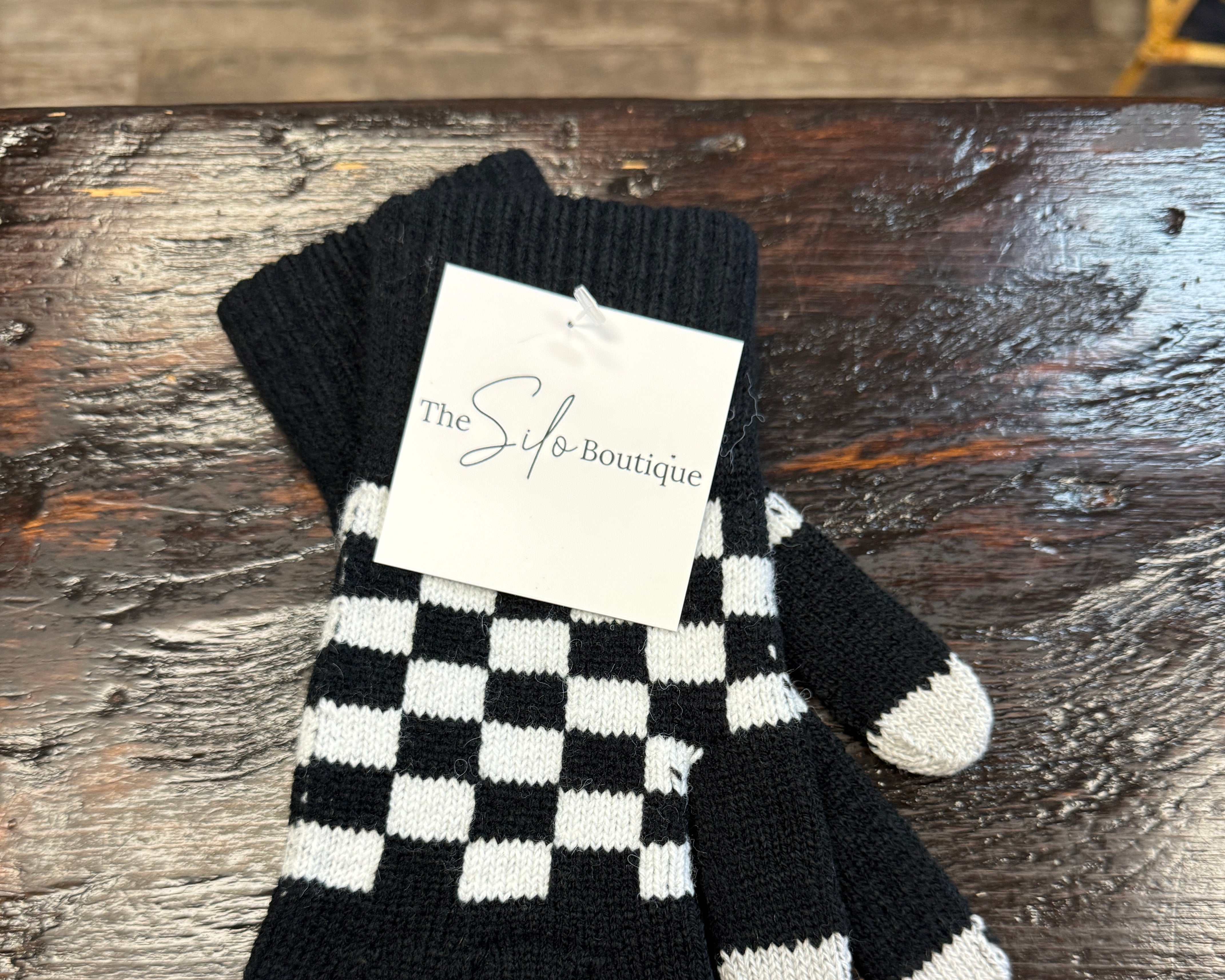 Checkered Finger Gloves-Gloves & Mittens-joss-The Silo Boutique, Women's Fashion Boutique Located in Warren and Grand Forks North Dakota