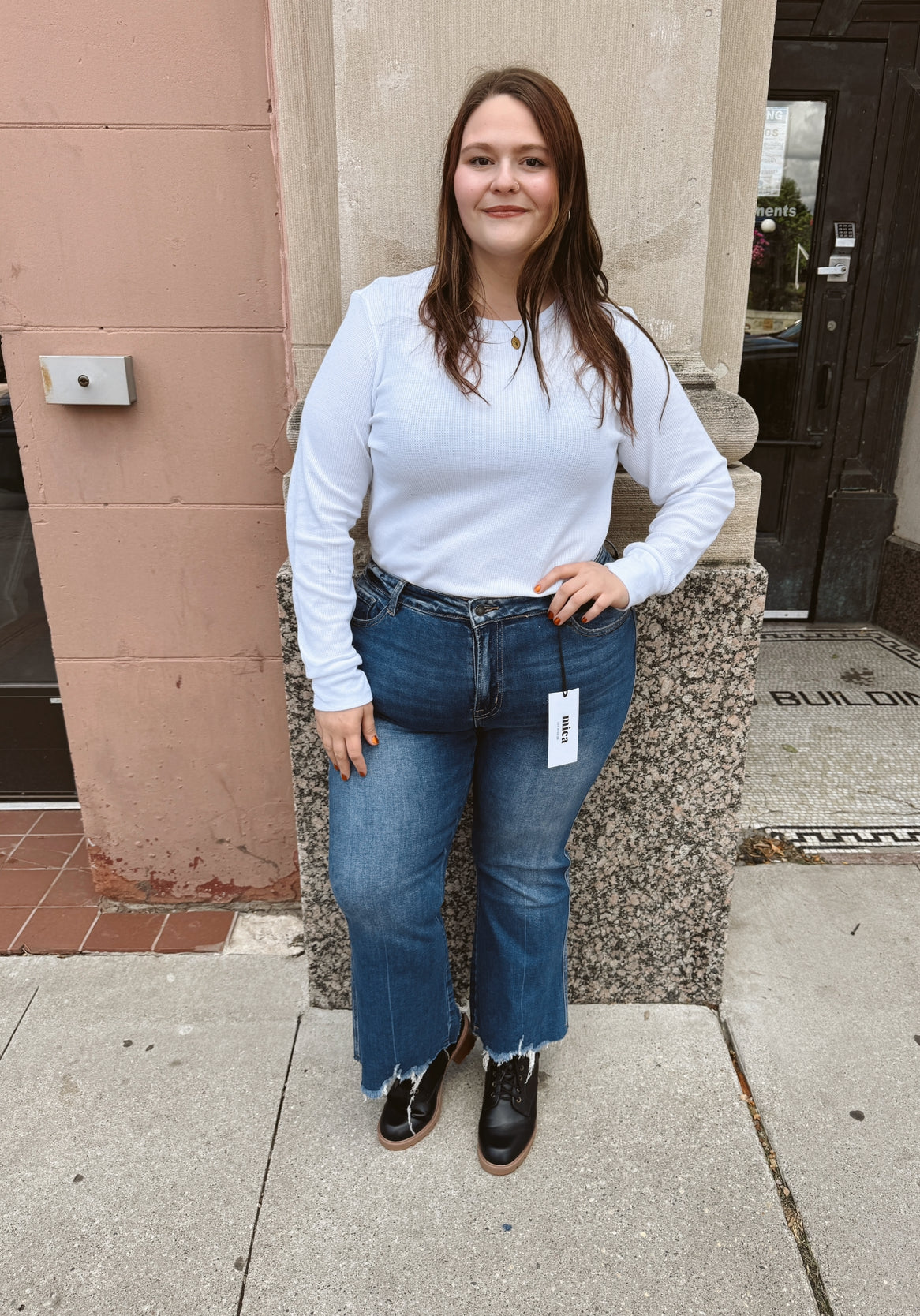 Mica Moscato High Rise Crop Flare Jeans-Jeans-mica-The Silo Boutique, Women's Fashion Boutique Located in Warren and Grand Forks North Dakota