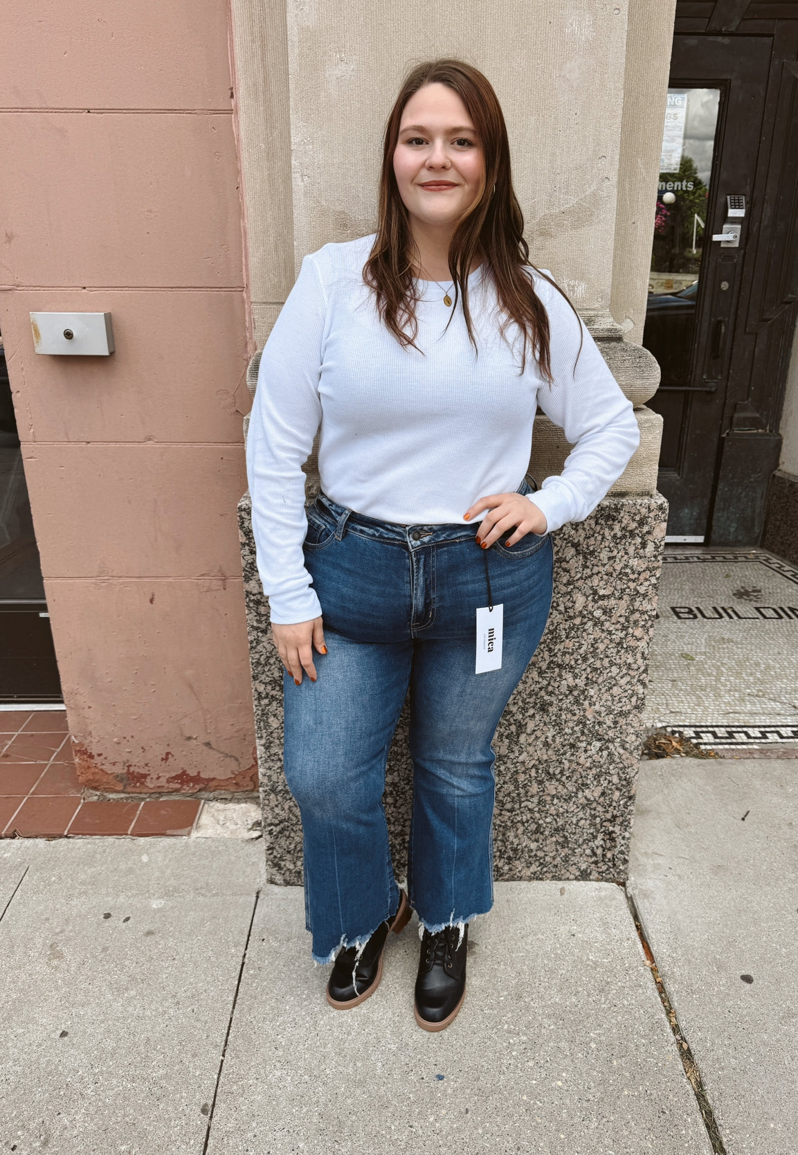 Mica Moscato High Rise Crop Flare Jeans-Jeans-mica-The Silo Boutique, Women's Fashion Boutique Located in Warren and Grand Forks North Dakota