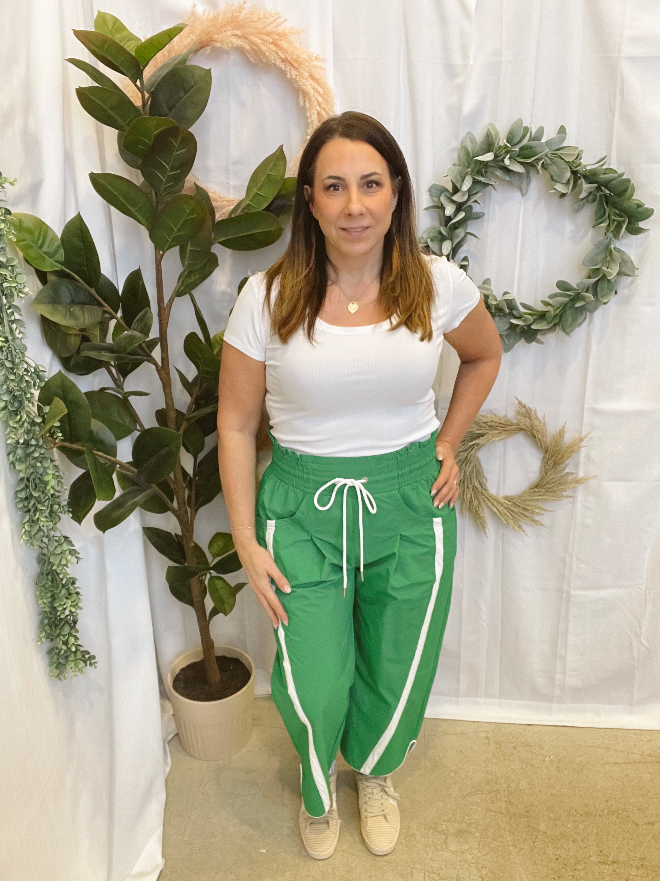 Bucket Windbreaker Pants-Green-Pants-bucketlist-The Silo Boutique, Women's Fashion Boutique Located in Warren and Grand Forks North Dakota