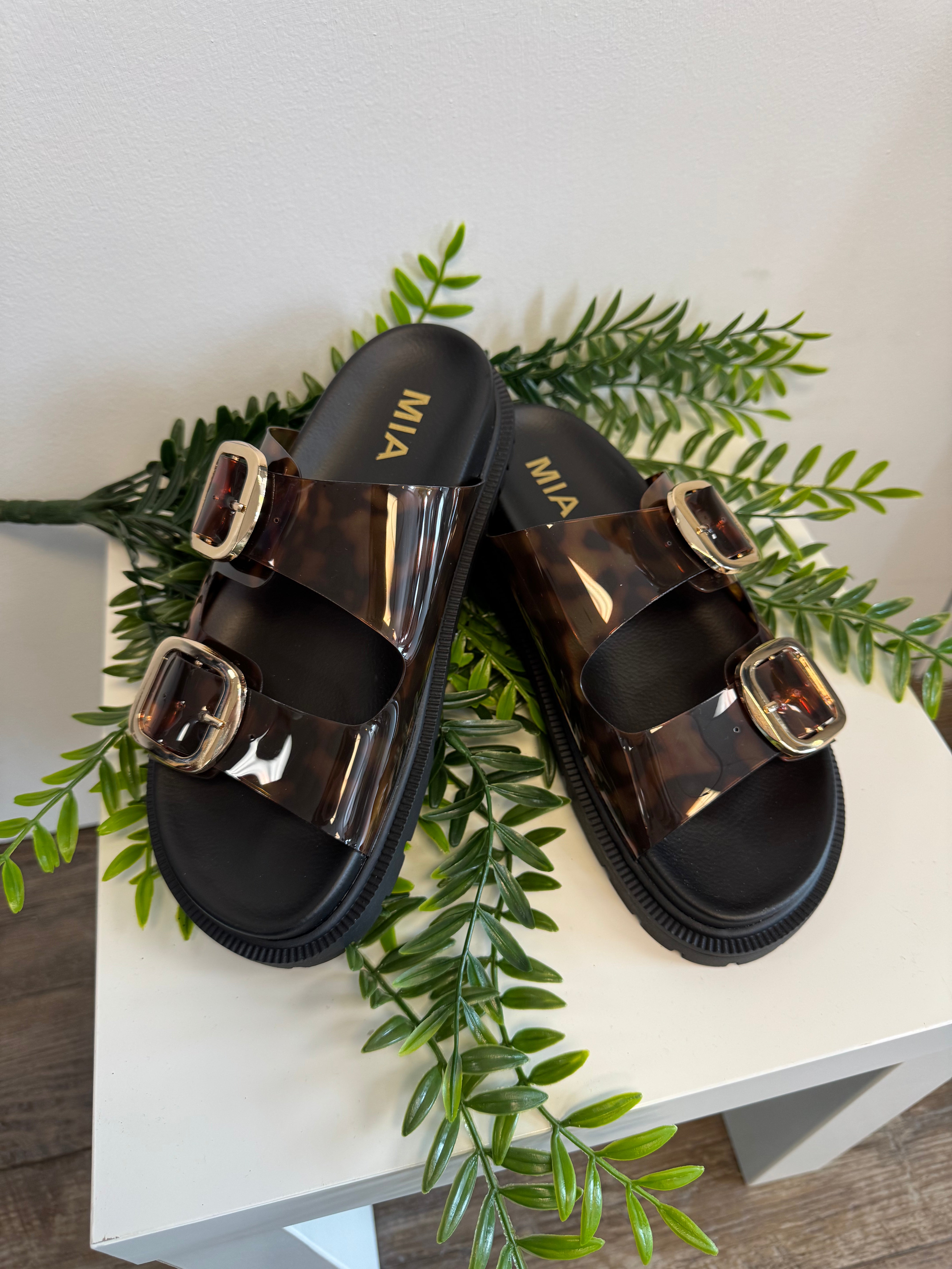 MIA Gen Slide Sandals-Tortoise-Sandals-MIA-The Silo Boutique, Women's Fashion Boutique Located in Warren and Grand Forks North Dakota