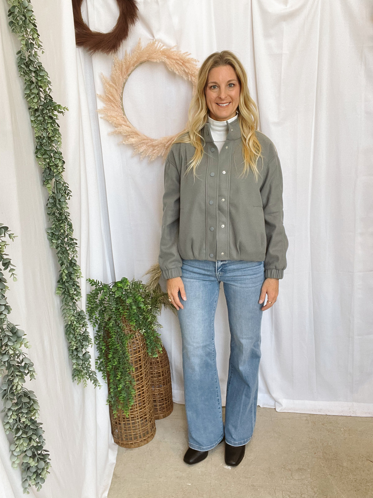 Lori Snap Button Bubble Jacket-Jade-Vests-staccato-The Silo Boutique, Women's Fashion Boutique Located in Warren and Grand Forks North Dakota
