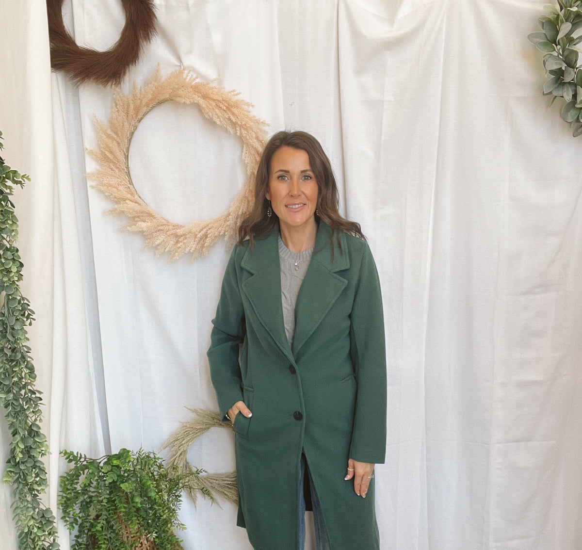 Nora Longline Lapel Coat-Teal-Coats & Jackets-love tree-The Silo Boutique, Women's Fashion Boutique Located in Warren and Grand Forks North Dakota