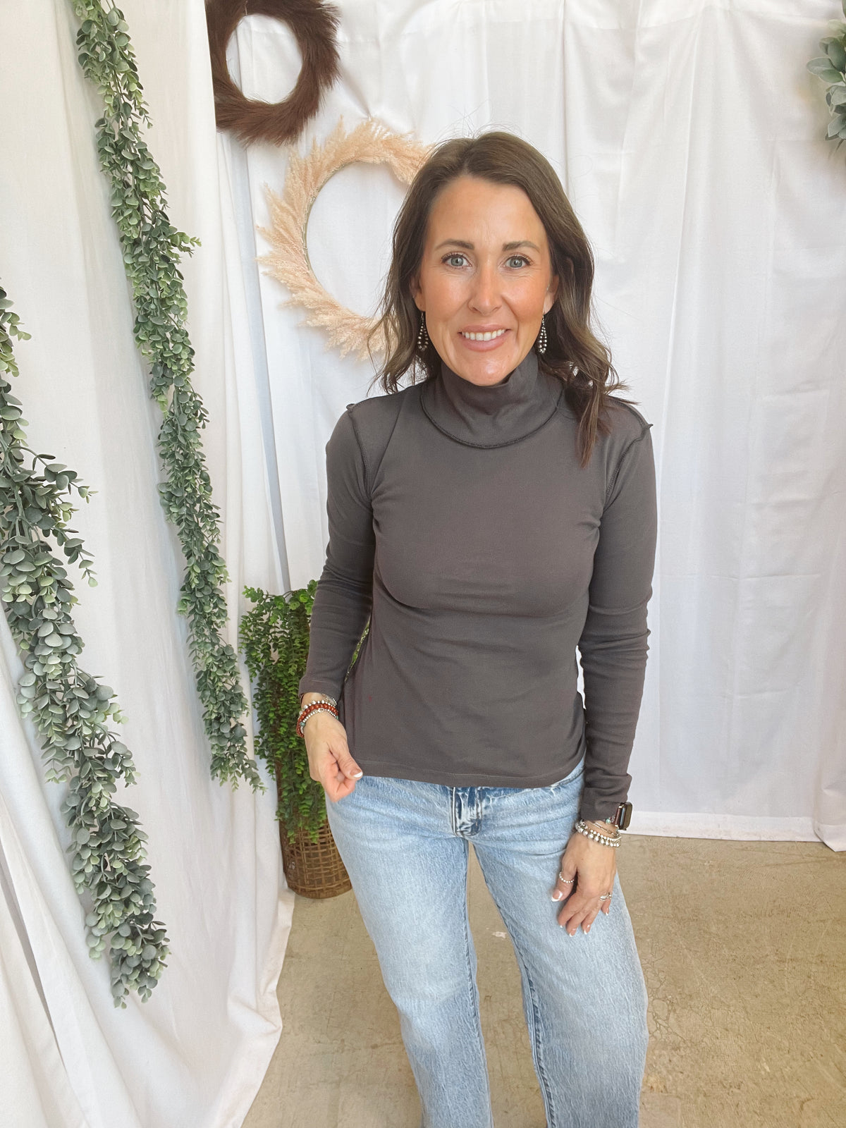 Lexie Seam Turtleneck-Charcoal-Long Sleeve Tops-hyfve-The Silo Boutique, Women's Fashion Boutique Located in Warren and Grand Forks North Dakota