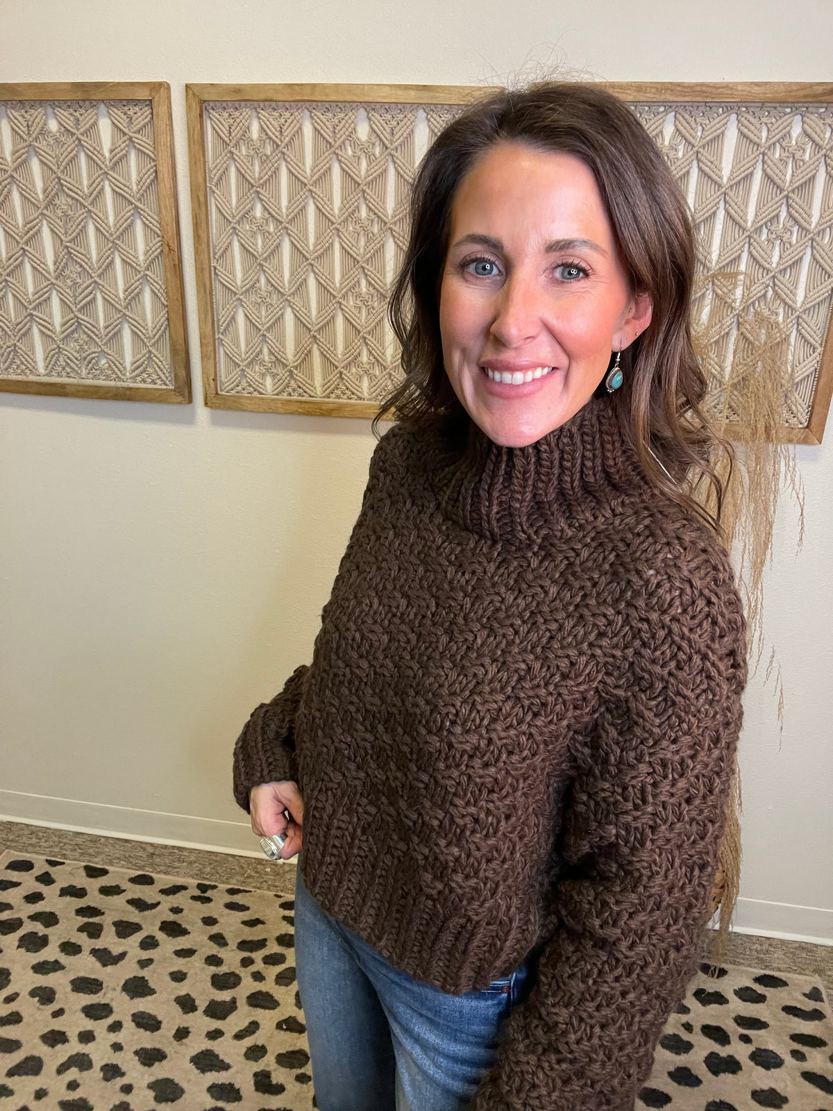 Elan Espresso Mock Sweater-Sweaters-elan-The Silo Boutique, Women's Fashion Boutique Located in Warren and Grand Forks North Dakota