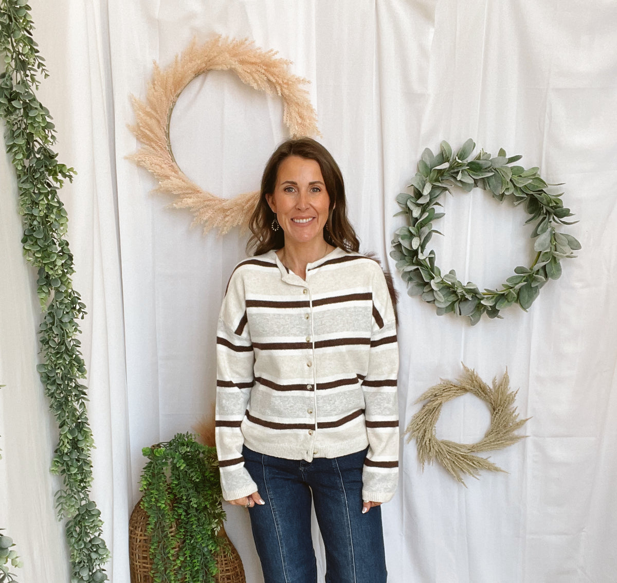 Cream Multi Stripe Cardigan Sweater-Cardigans-lelis-The Silo Boutique, Women's Fashion Boutique Located in Warren and Grand Forks North Dakota